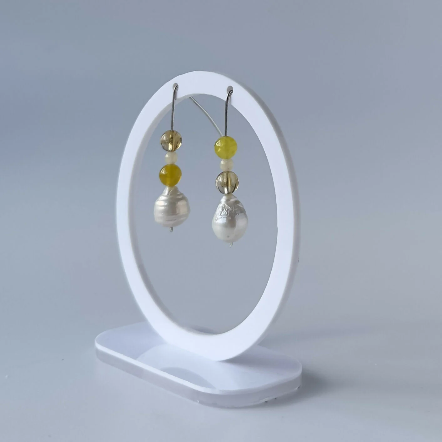 HEALING CRYSTAL & STERLING SILVER EARRINGS WITH BAROQUE PEARLS TO HELP WITH WILLPOWER & DETERMINATION - Image 4