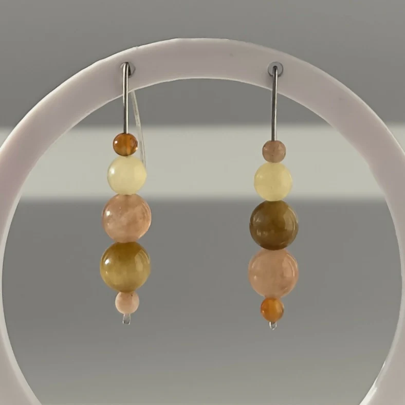 HEALING CRYSTAL & STERLING SILVER EARRINGS WITH SLIDING BEADS TO HELP BALANCE YOUR SACRAL CHAKRA