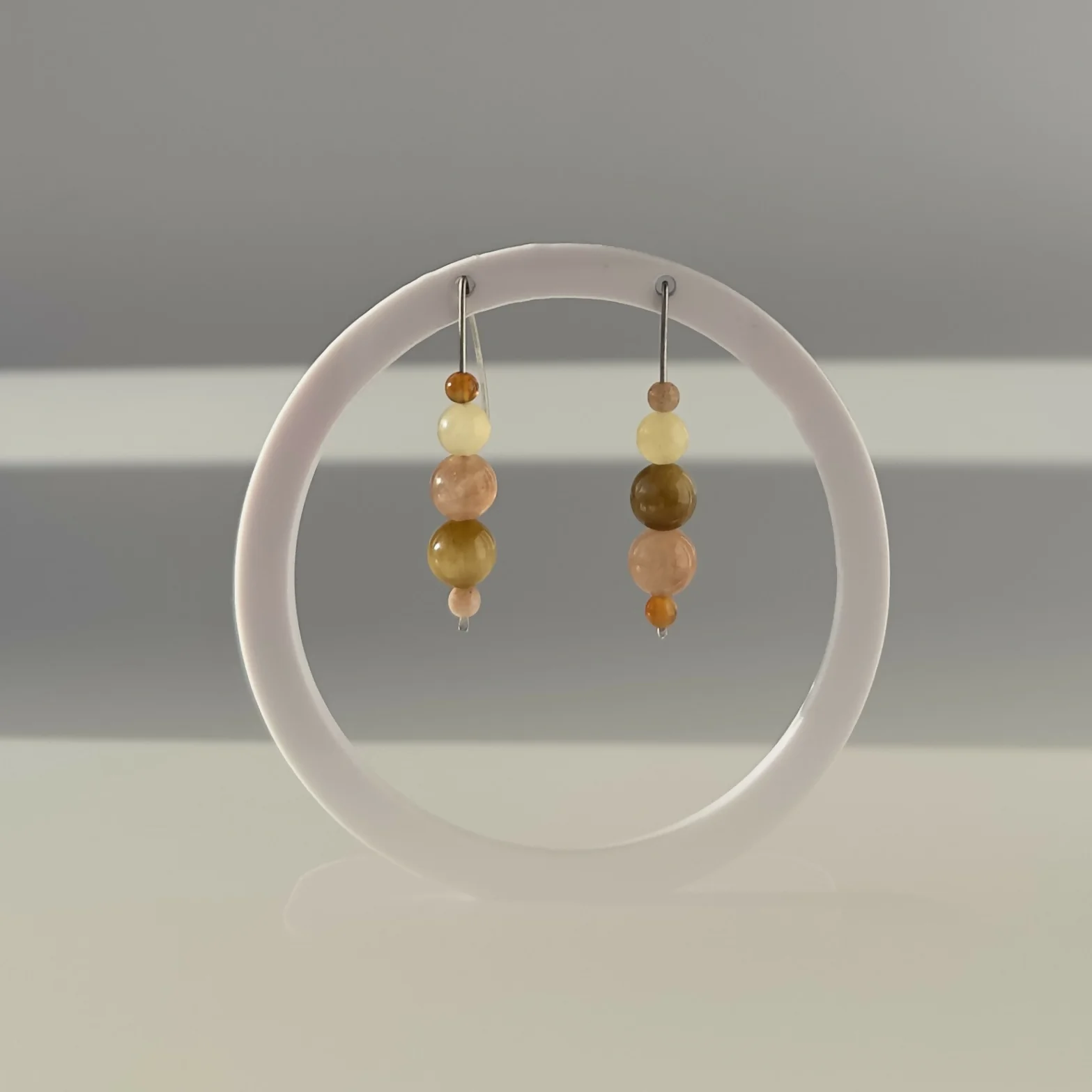 HEALING CRYSTAL & STERLING SILVER EARRINGS WITH SLIDING BEADS TO HELP BALANCE YOUR SACRAL CHAKRA - Image 2