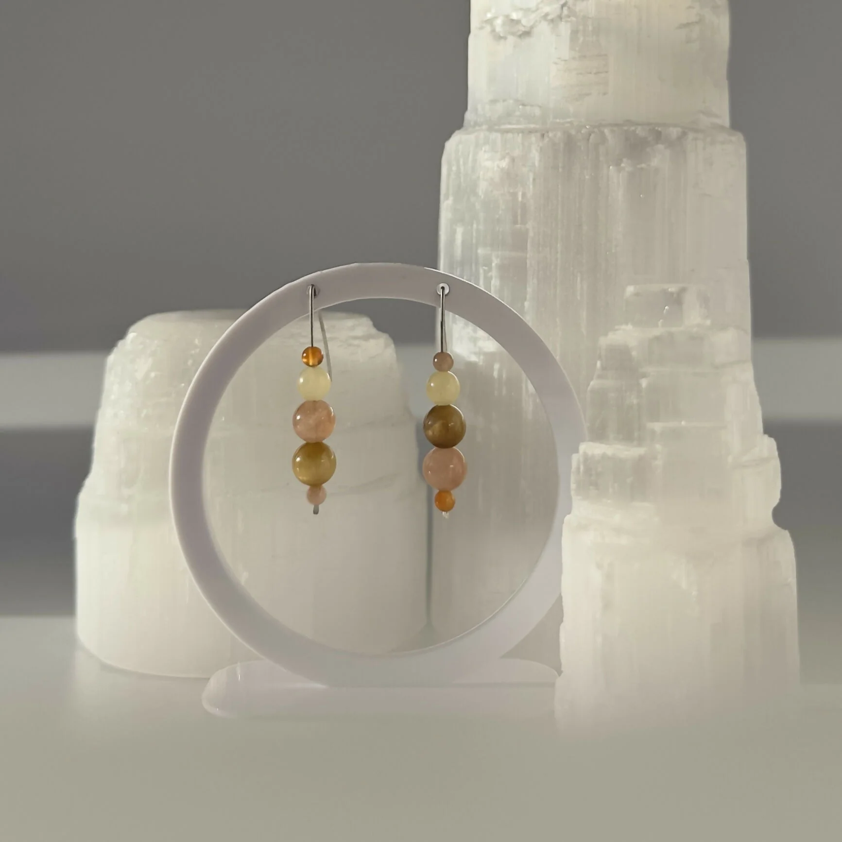 HEALING CRYSTAL & STERLING SILVER EARRINGS WITH SLIDING BEADS TO HELP BALANCE YOUR SACRAL CHAKRA - Image 5