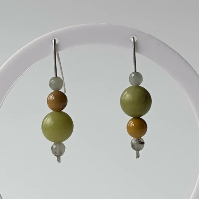 HEALING CRYSTAL & STERLING SILVER EARRINGS WITH SLIDING BEADS TO HELP BALANCE YOUR SOLAR PLEXUS CHAKRA
