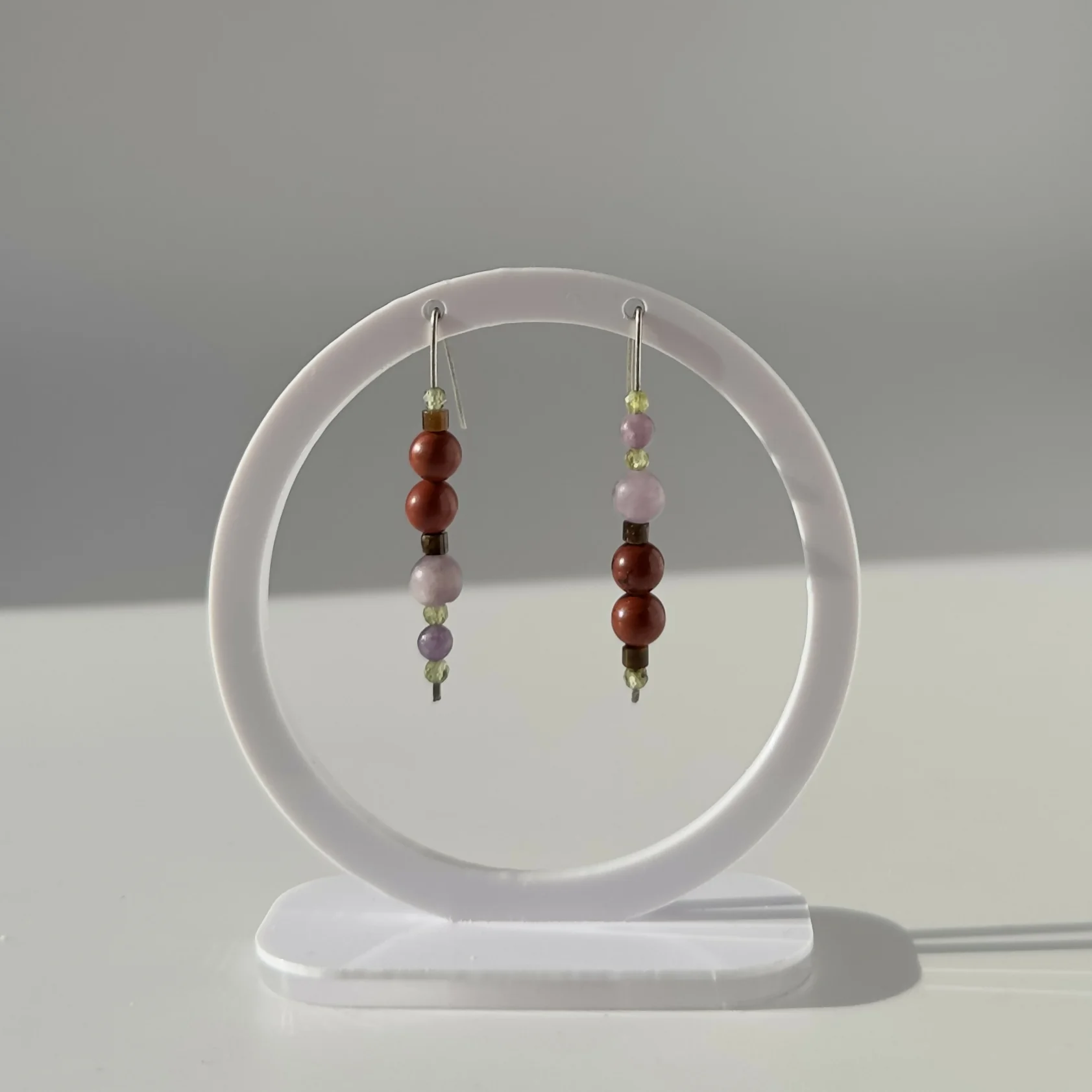 HEALING CRYSTAL & STERLING SILVER EARRINGS WITH SLIDING BEADS TO HELP WITH GIVING & RECEIVING LOVE - Image 2