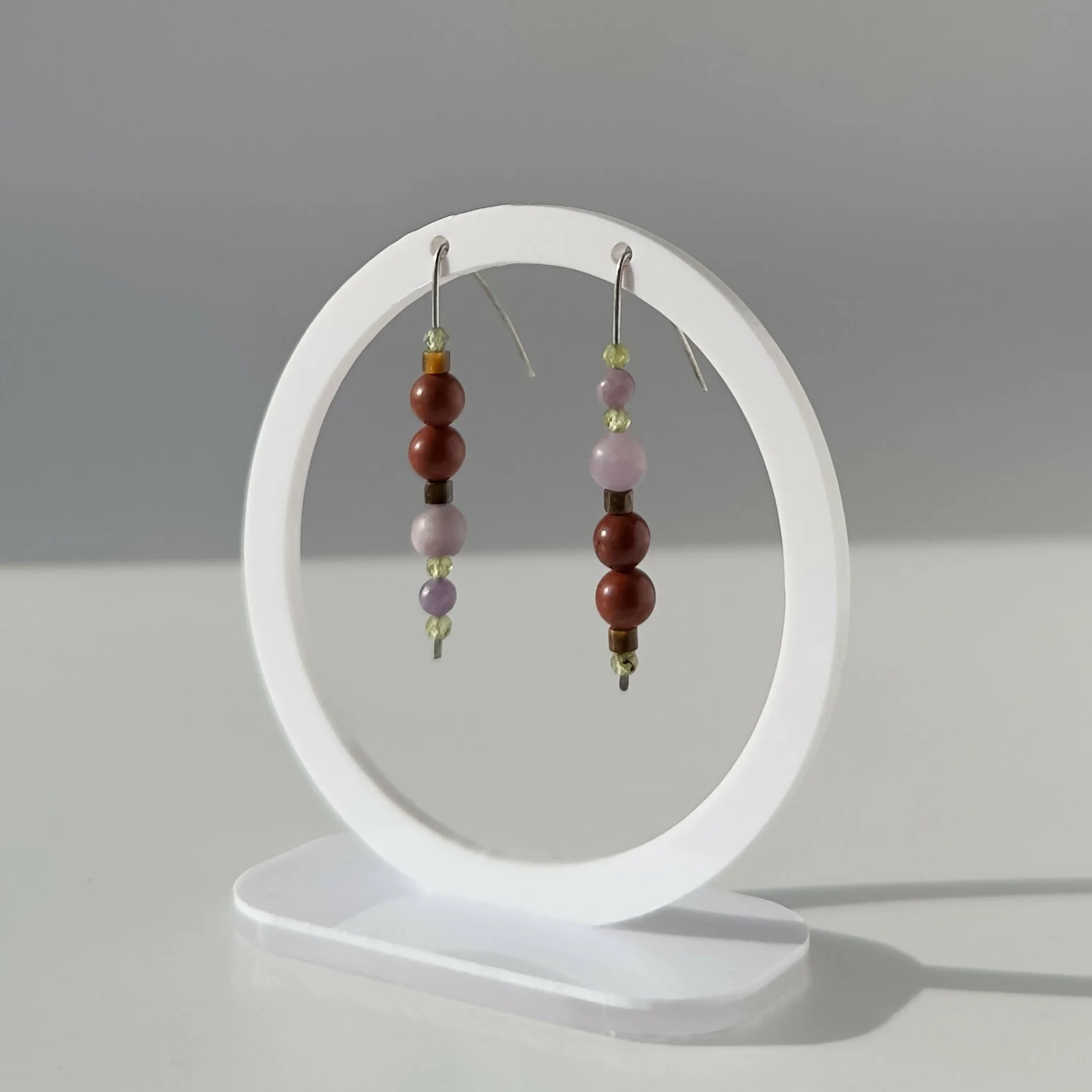 HEALING CRYSTAL & STERLING SILVER EARRINGS WITH SLIDING BEADS TO HELP WITH GIVING & RECEIVING LOVE - Image 3