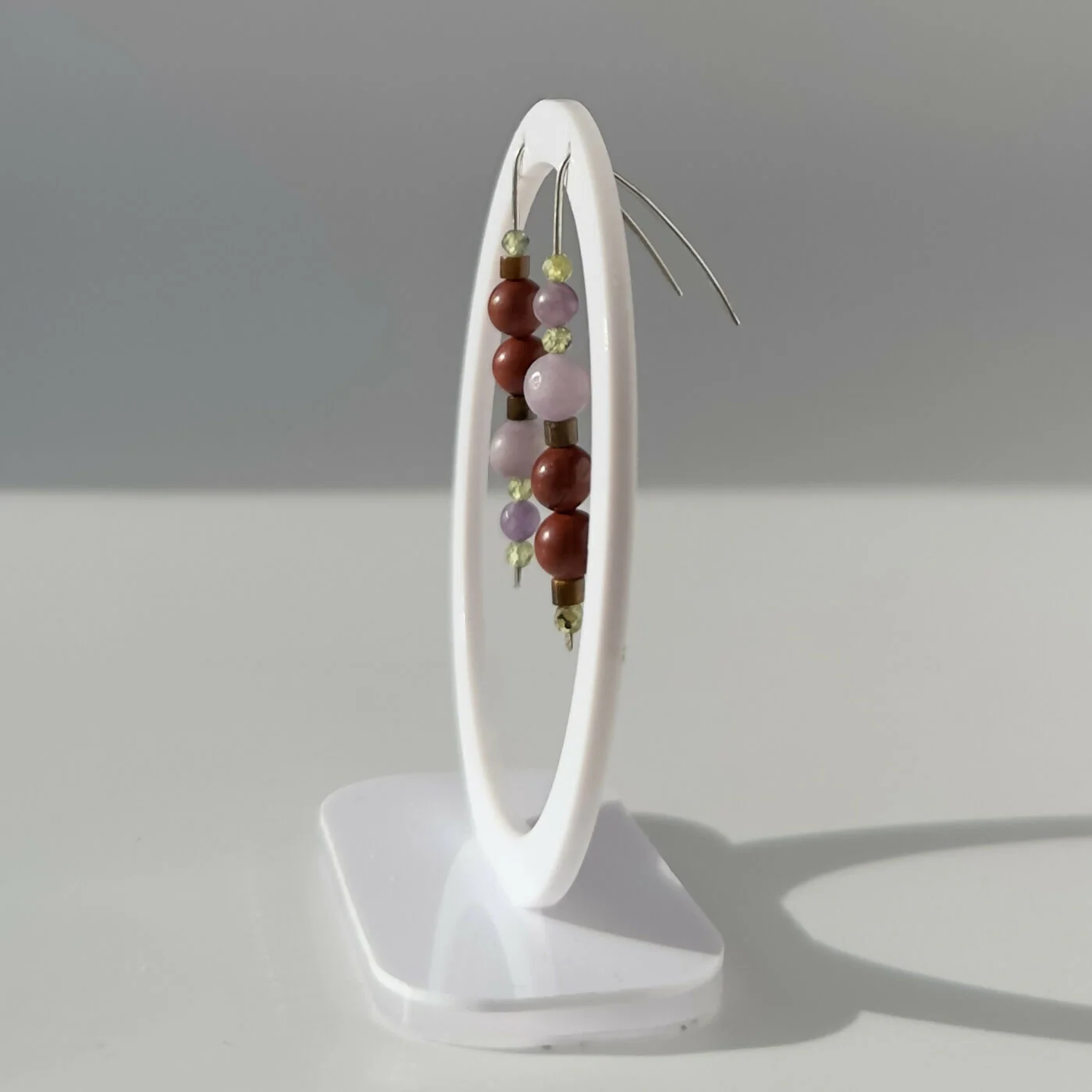 HEALING CRYSTAL & STERLING SILVER EARRINGS WITH SLIDING BEADS TO HELP WITH GIVING & RECEIVING LOVE - Image 4