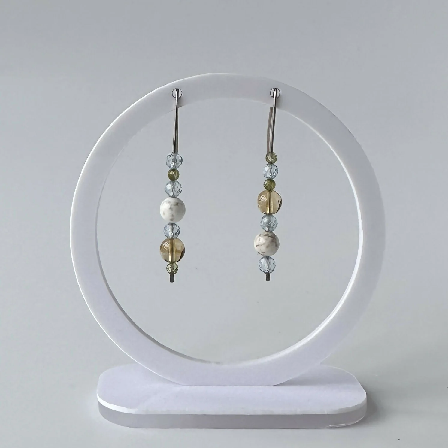 HEALING CRYSTAL & STERLING SILVER EARRINGS WITH SLIDING BEADS TO HELP WITH STRESS - Image 3