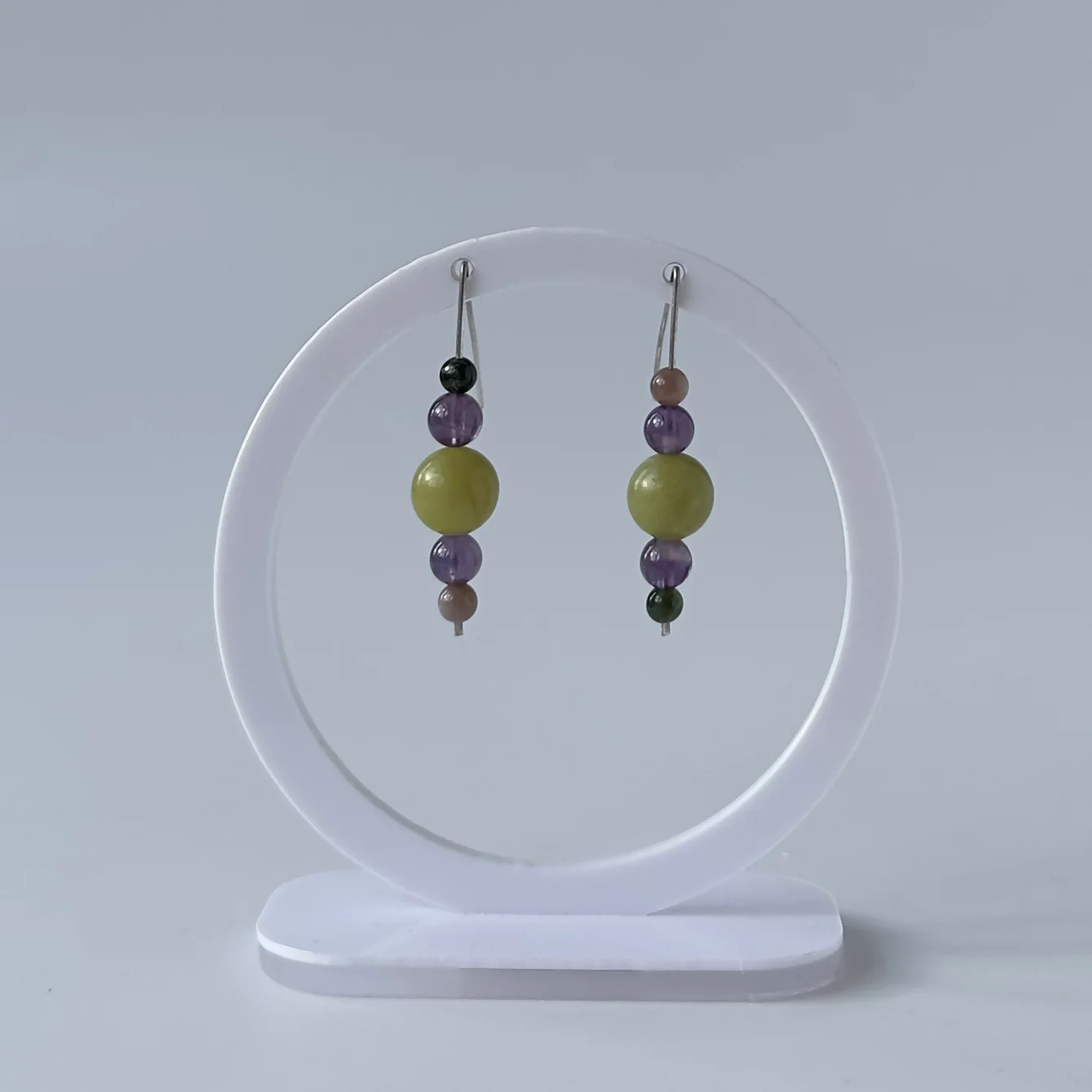 HEALING CRYSTAL & STERLING SILVER EARRINGS WITH SLIDING BEADS TO HELPP WITH WILLPOWER & DETERMINATION - Image 2