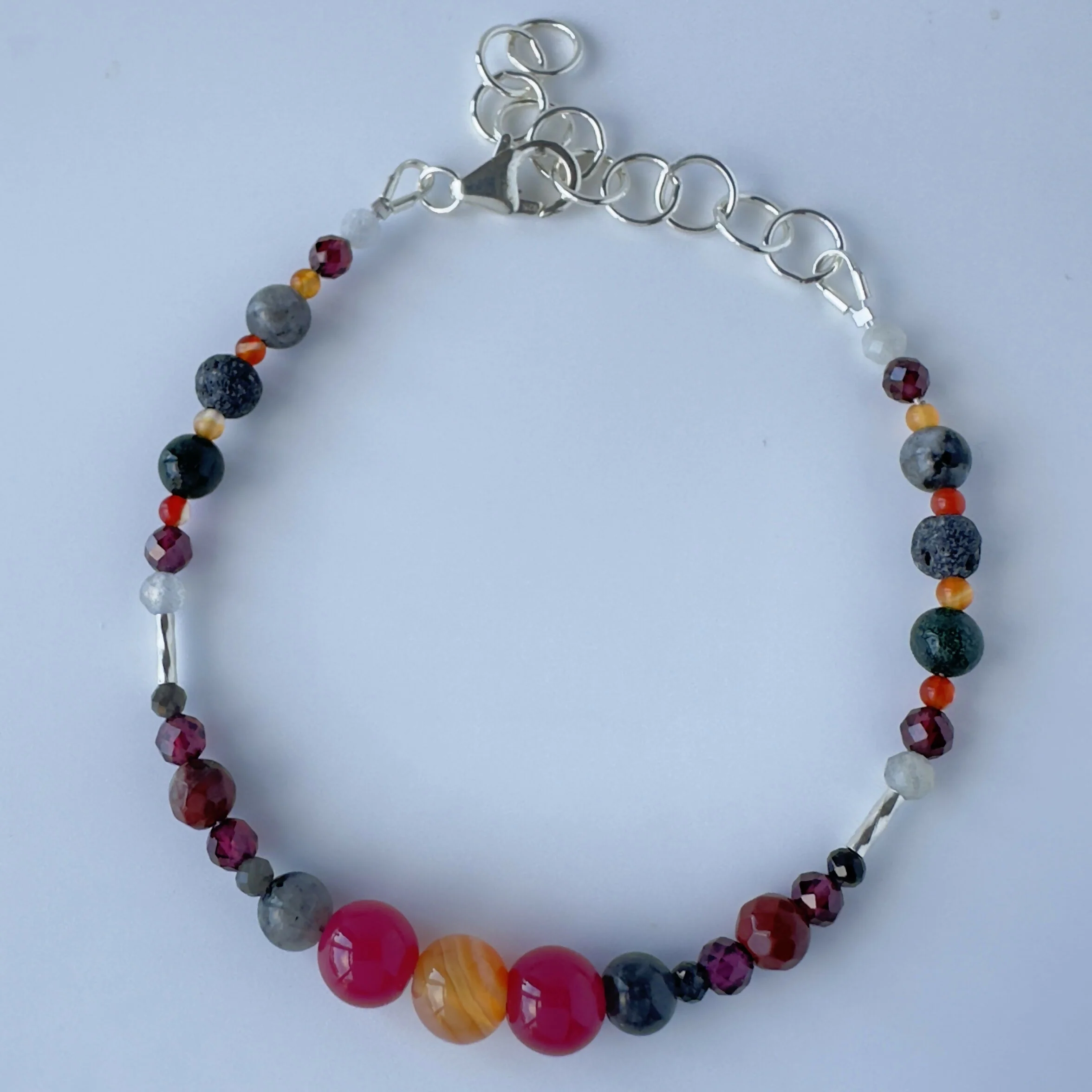 HEALING CRYSTAL & STERLING SILVER ROOT CHAKRA BRACELET WITH AROMATHERAPY BEADS - Image 7