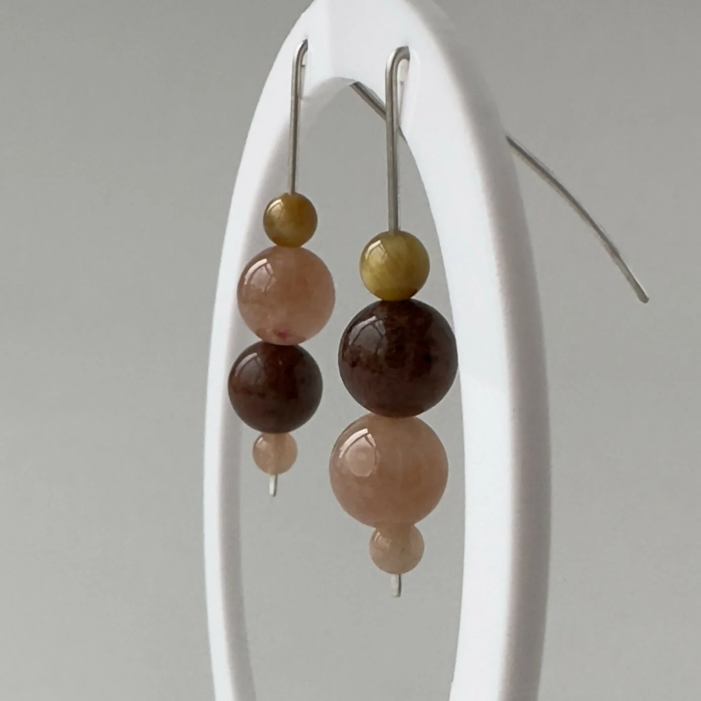 HEALING CRYSTAL & STERLING SILVER SACRAL CHAKRA EARRINGS WITH SLIDING BEADS - Image 3
