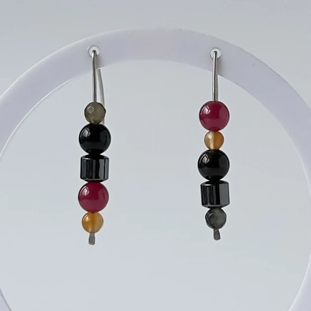 HEALING CRYSTAL & STERLING SILVER SLIDING BEAD EARRINGS TO HELP BALANCE YOUR ROOT CHAKRA