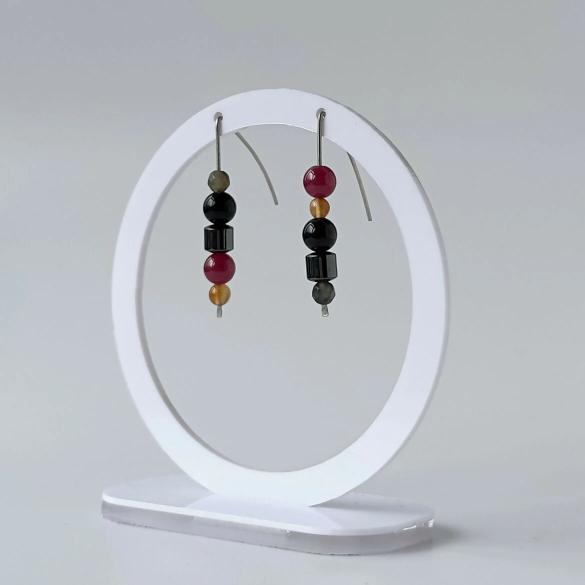 HEALING CRYSTAL & STERLING SILVER SLIDING BEAD EARRINGS TO HELP BALANCE YOUR ROOT CHAKRA - Image 4