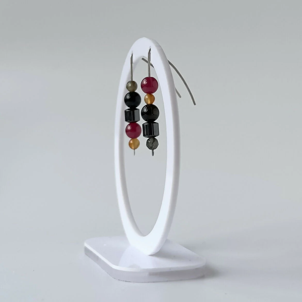 HEALING CRYSTAL & STERLING SILVER SLIDING BEAD EARRINGS TO HELP BALANCE YOUR ROOT CHAKRA - Image 5