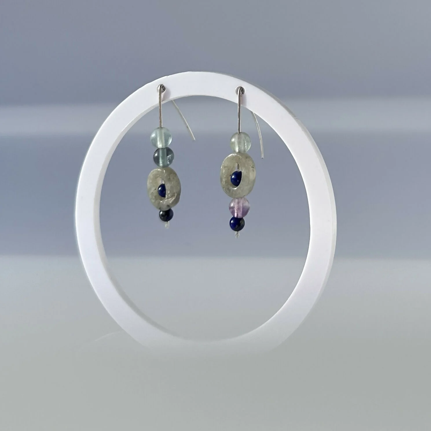 HEALING CRYSTAL & STERLING SILVER SLIDING BEAD EARRINGS TO HELP BALANCE YOUR THIRD EYE CHAKRA - Image 3