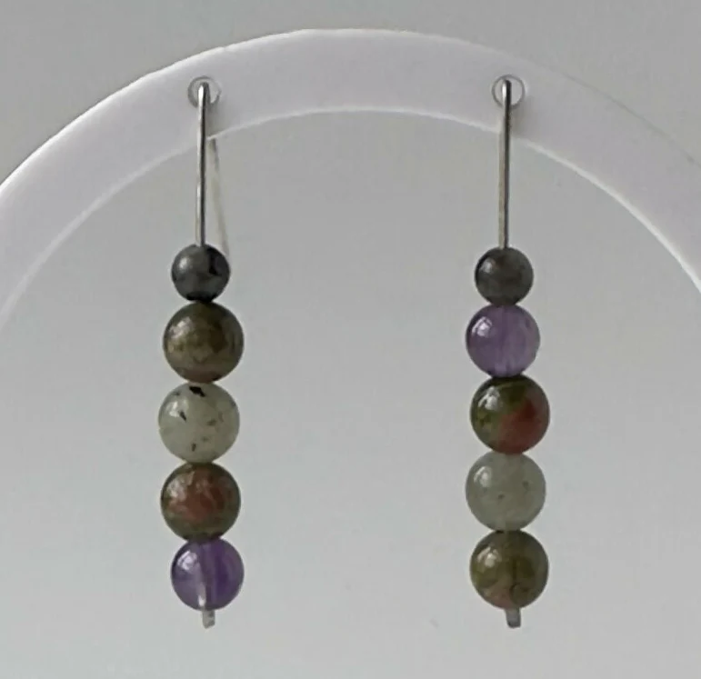 HEALING CRYSTAL & STERLING SILVER SLIDING BEAD EARRINGS TO HELP BALANCE YOUR THIRD EYE CHAKRA