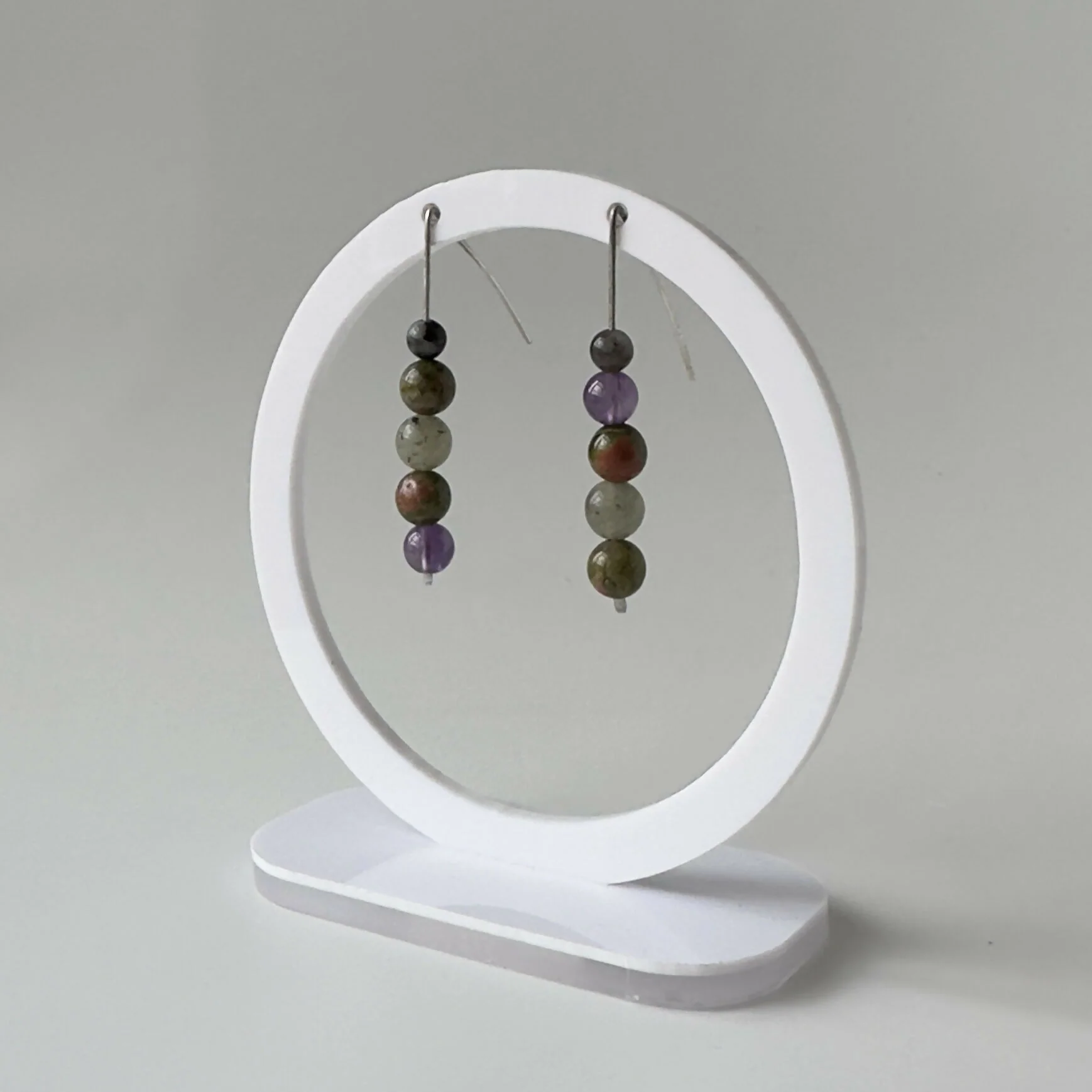 HEALING CRYSTAL & STERLING SILVER SLIDING BEAD EARRINGS TO HELP BALANCE YOUR THIRD EYE CHAKRA - Image 3