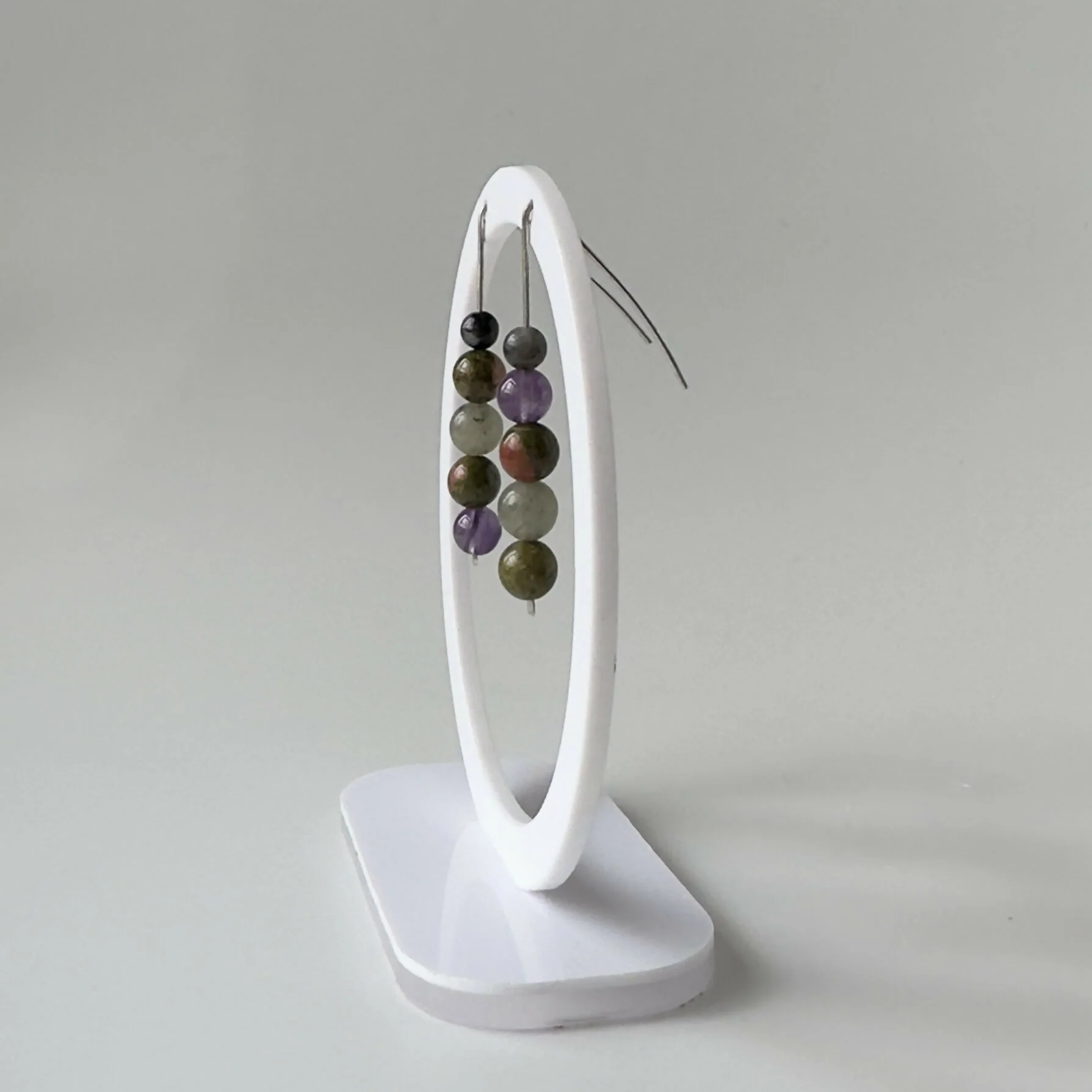 HEALING CRYSTAL & STERLING SILVER SLIDING BEAD EARRINGS TO HELP BALANCE YOUR THIRD EYE CHAKRA - Image 4
