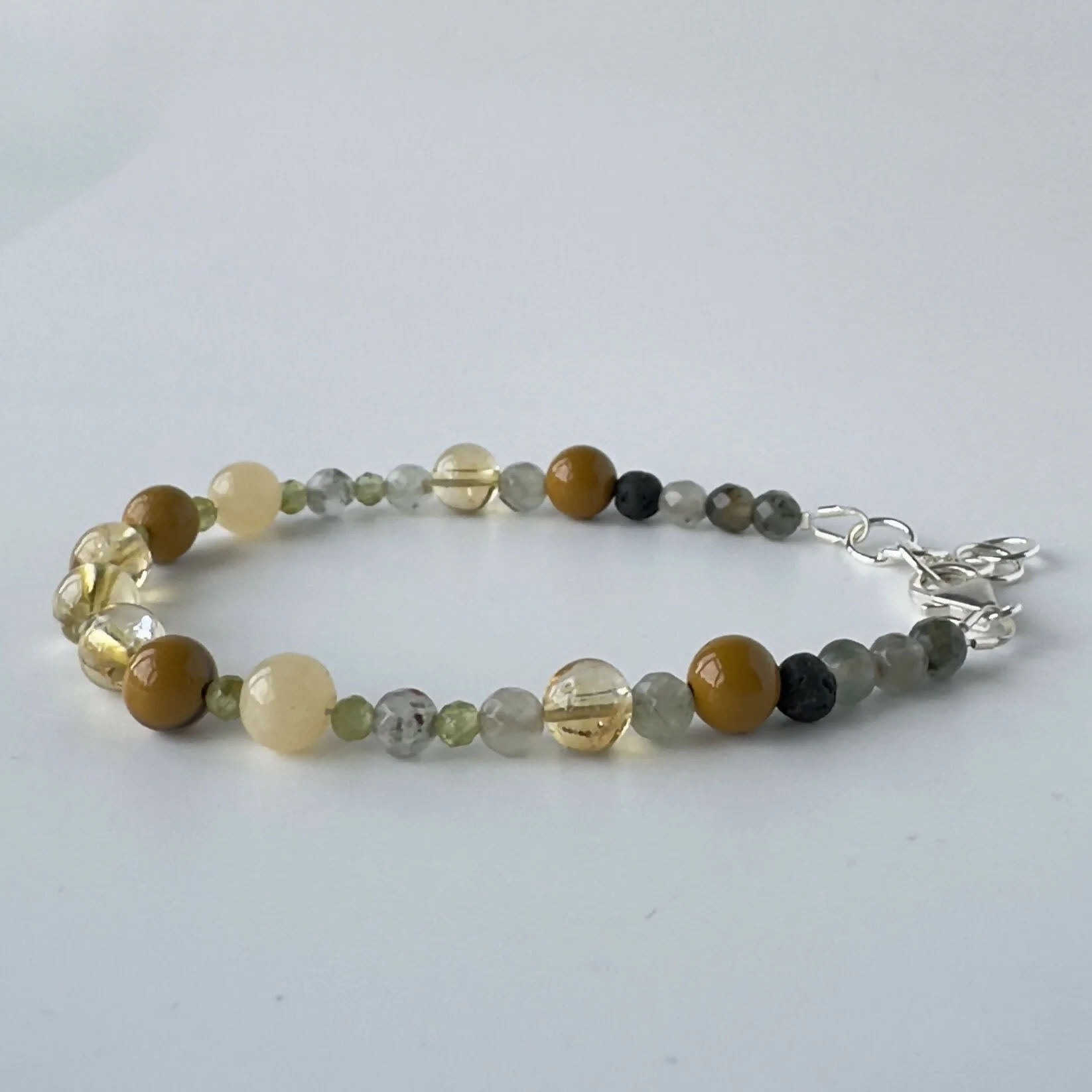 HEALING CRYSTAL & STERLING SILVER SOLAR PLEXUS CHAKRA BRACELET WITH AROMATHERAPY BEADS - Image 2