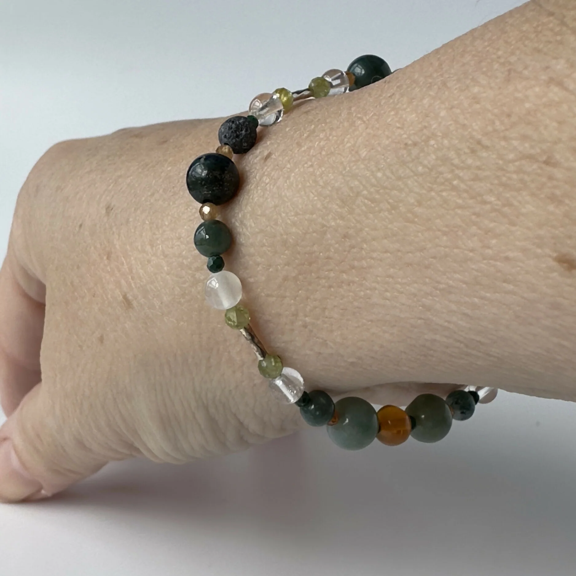 HEALING CRYSTAL & STERLING SILVER STRETCH BRACELET WITH AROMATHERAPY BEADS TO HELP WITH GIVING & RECEIVING LOVE - Image 3