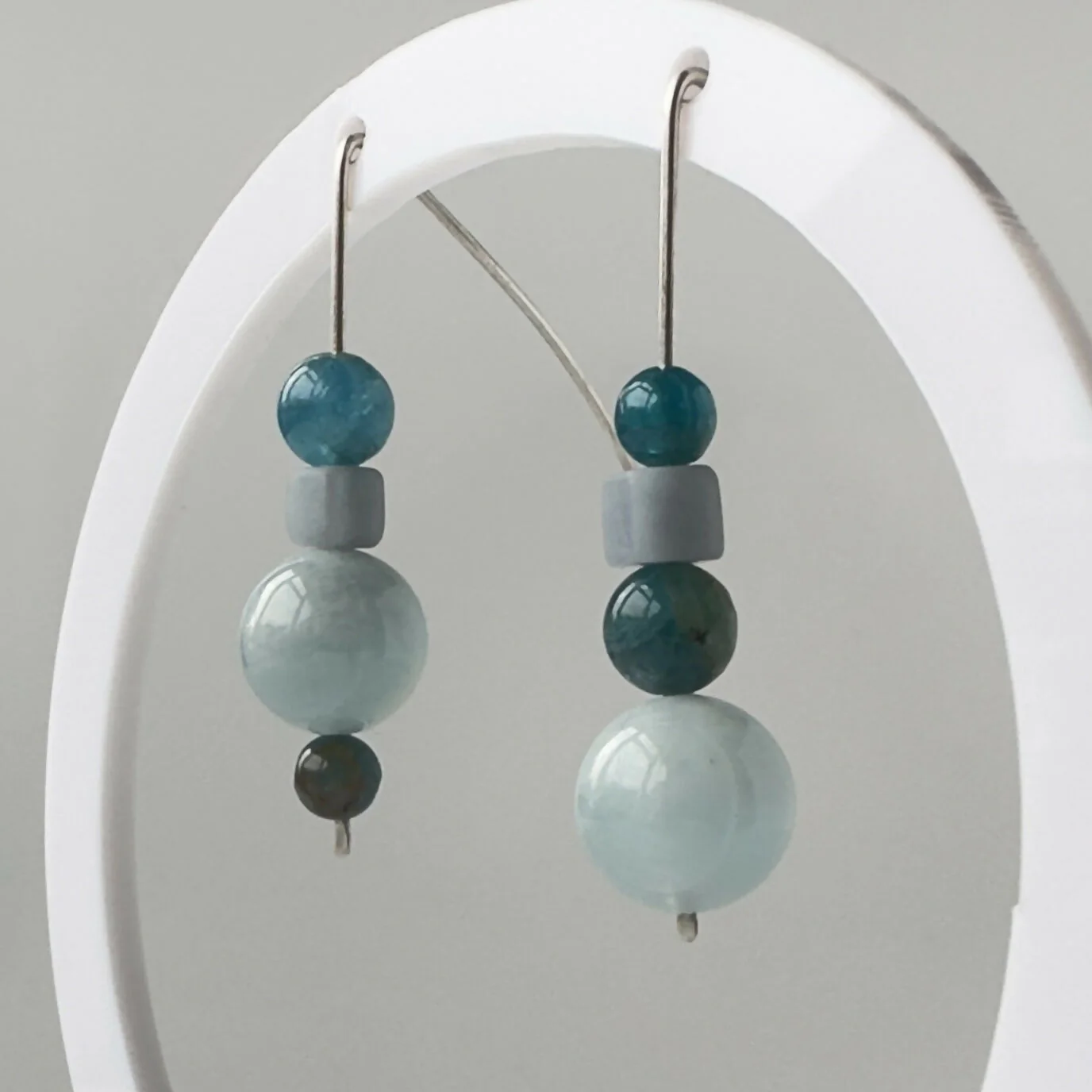 HEALING CRYSTAL & STERLING SILVER THROAT CHAKRA EARRINGS - Image 2