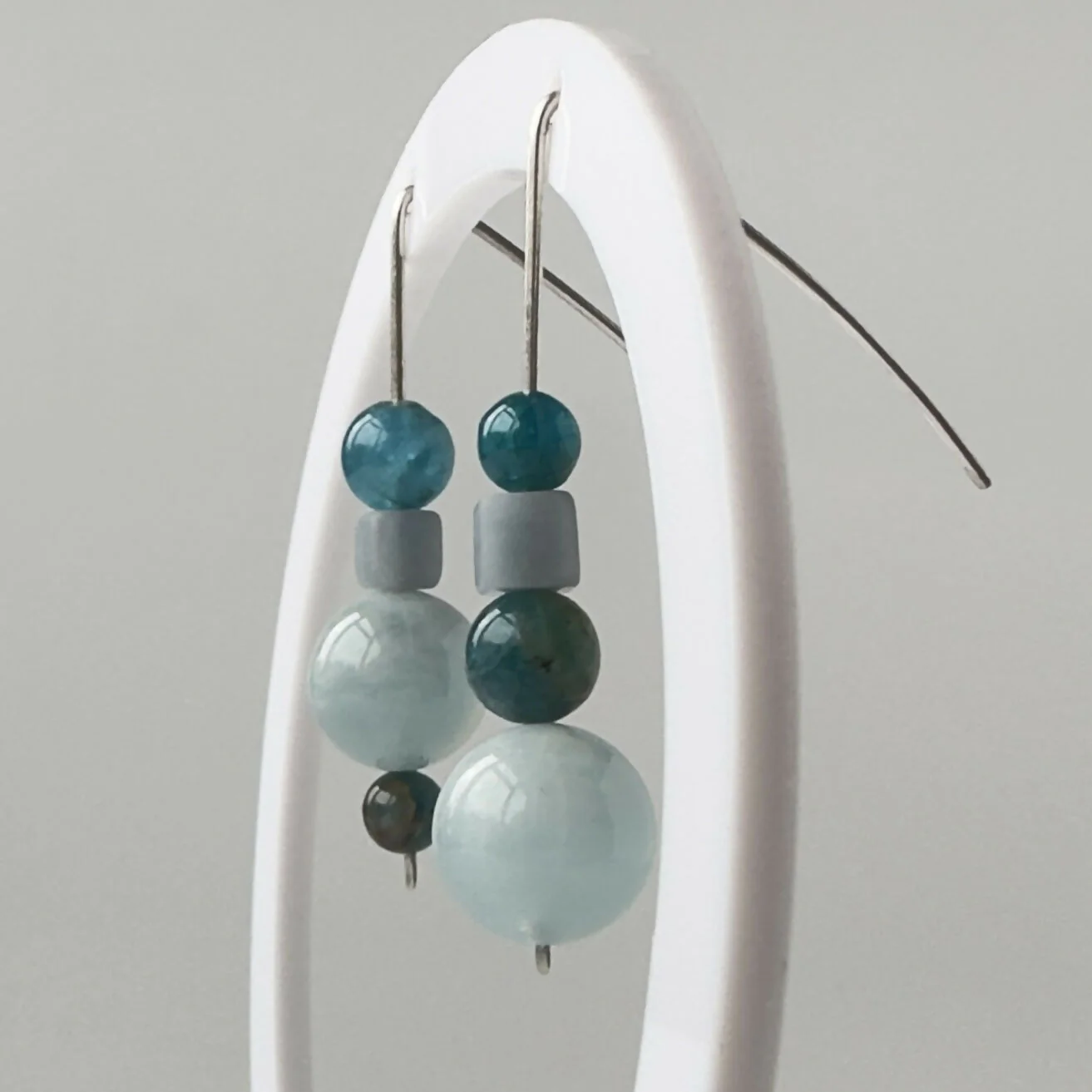 HEALING CRYSTAL & STERLING SILVER THROAT CHAKRA EARRINGS - Image 3