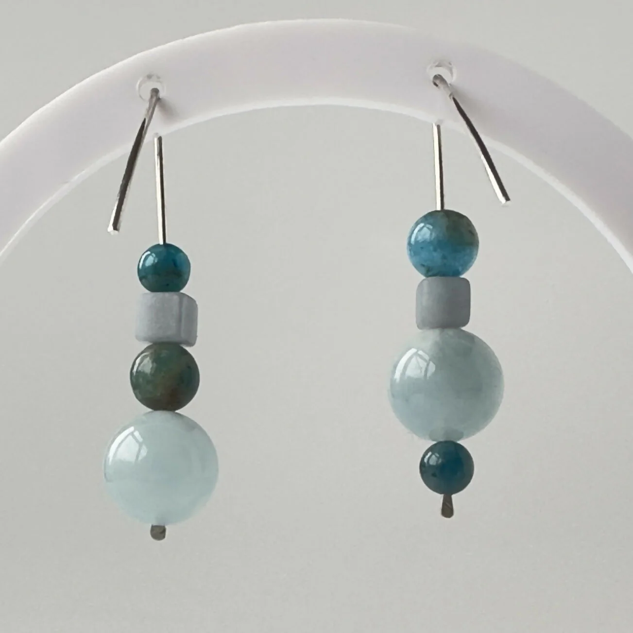 HEALING CRYSTAL & STERLING SILVER THROAT CHAKRA EARRINGS - Image 4