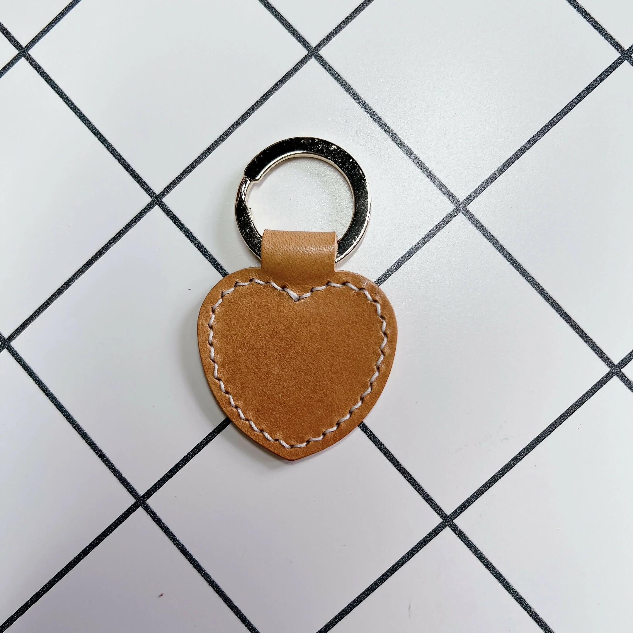 Heart Shaped Leather Keyring - Blank - Image 6
