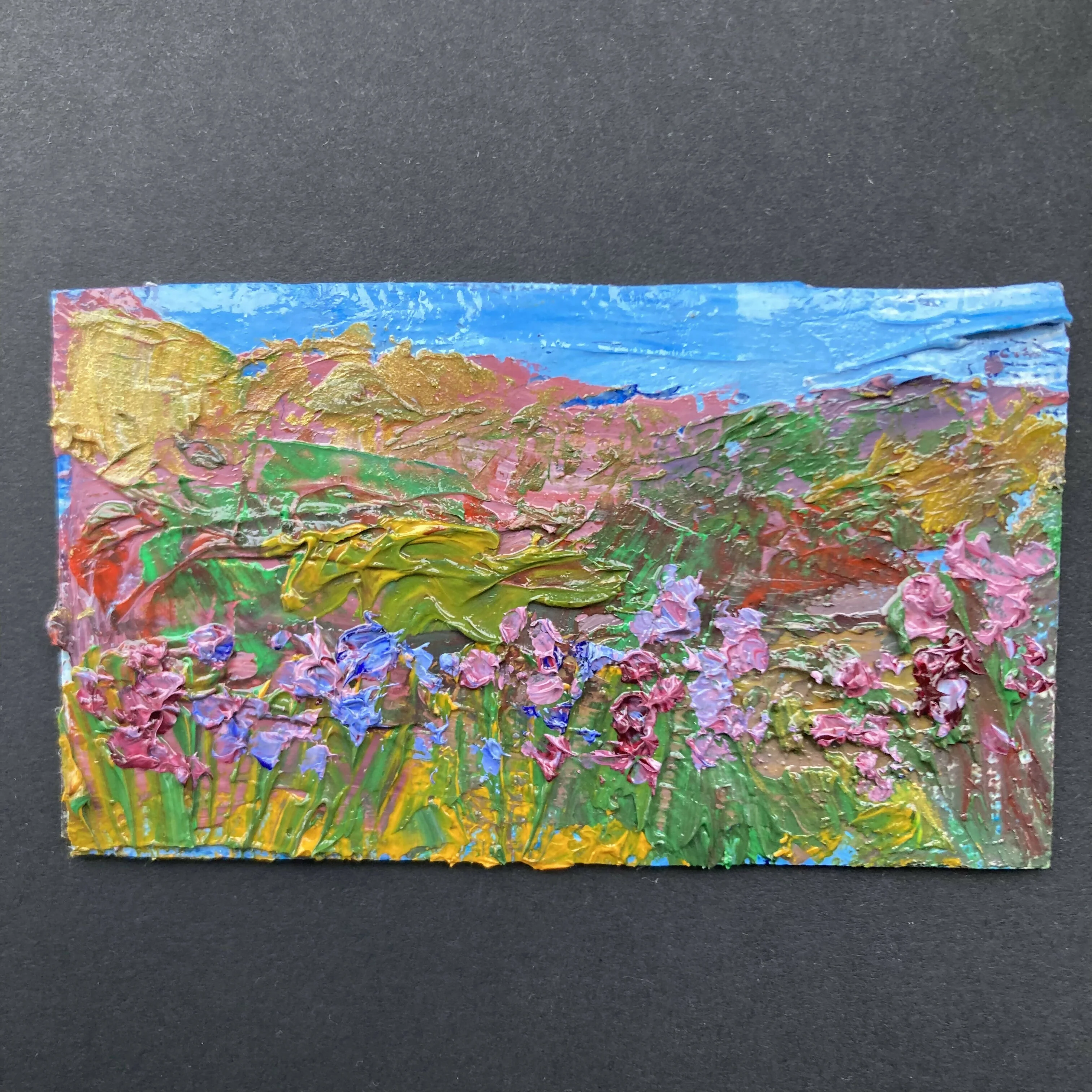Heather In The Dales Mini Oil Painting Fridge Magnet - Image 2