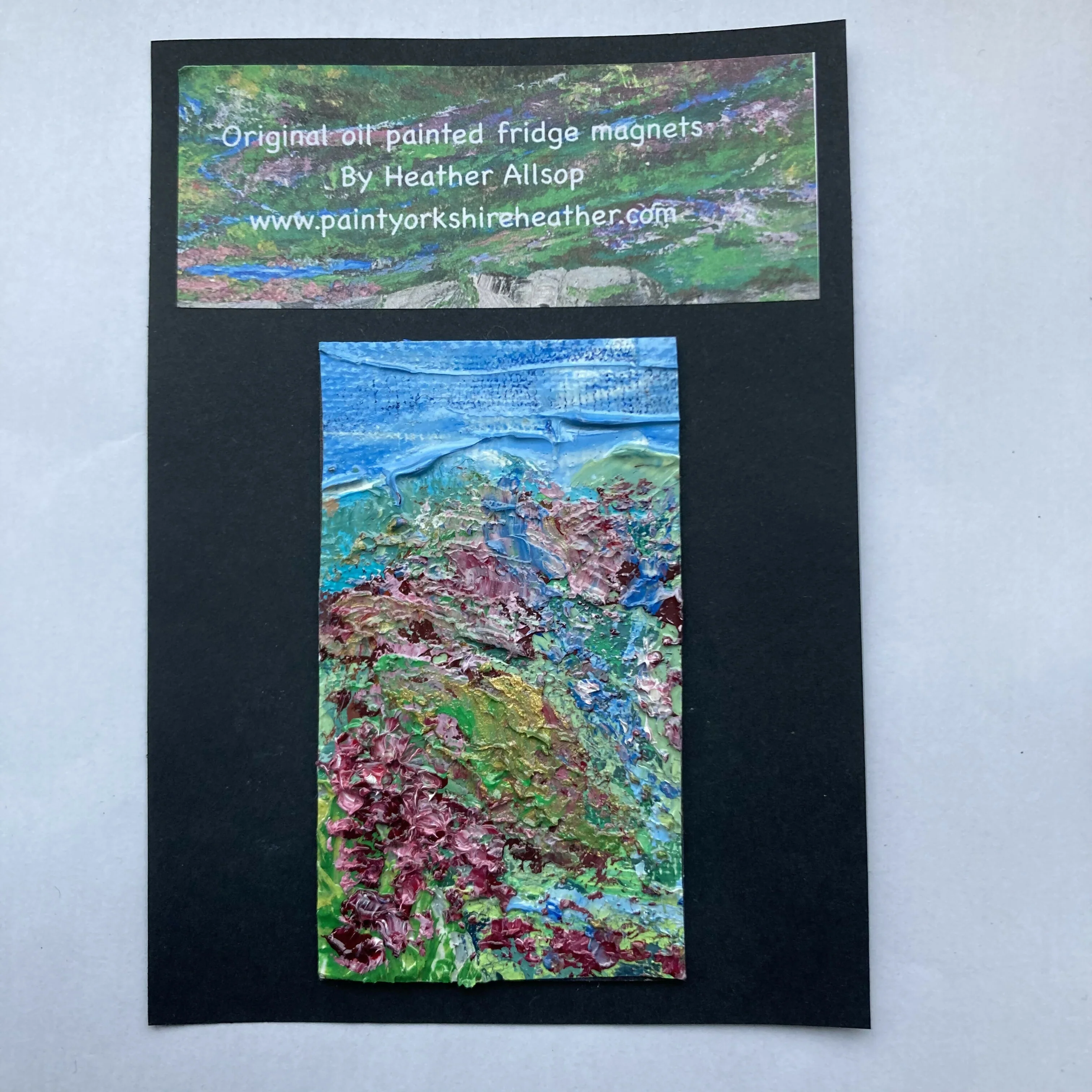 Heather On Moors Abstract Oil Painting Canvas Mini Fridge Magnet - Image 3