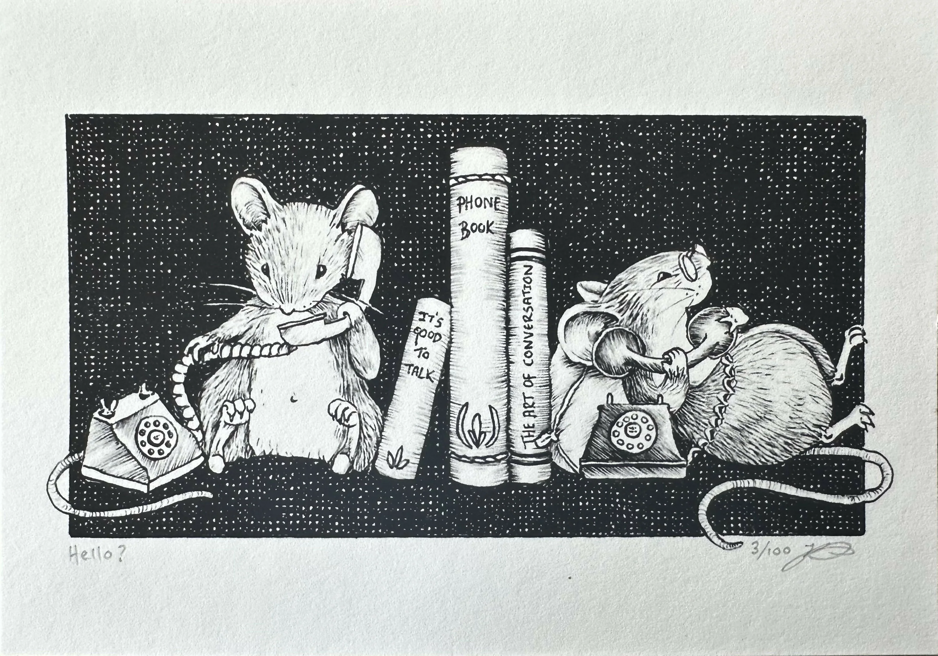 Hello? - Framed Limited Edition Print by Jenny Davies - Image 3