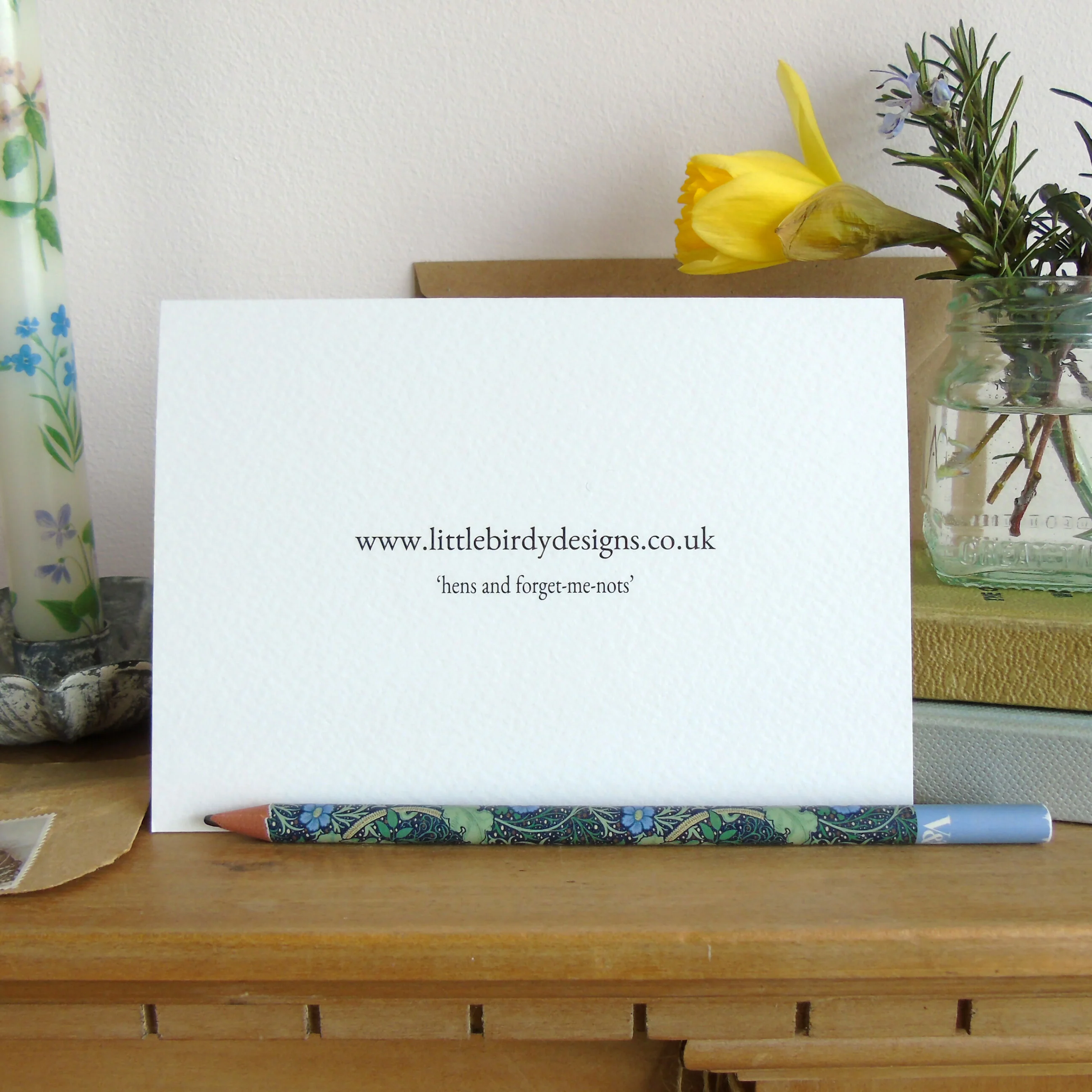 Hens and forget me nots Greetings Card - Image 4