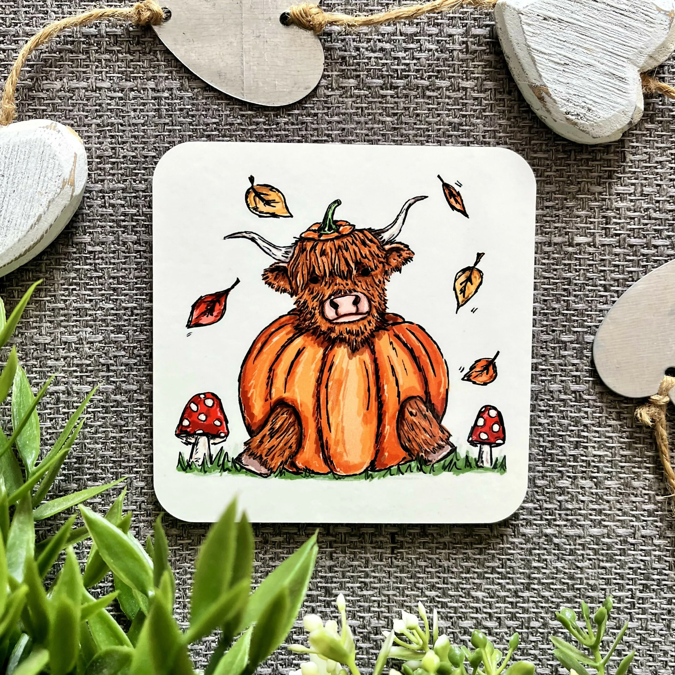 Highland Cow Pumpkin Coaster
