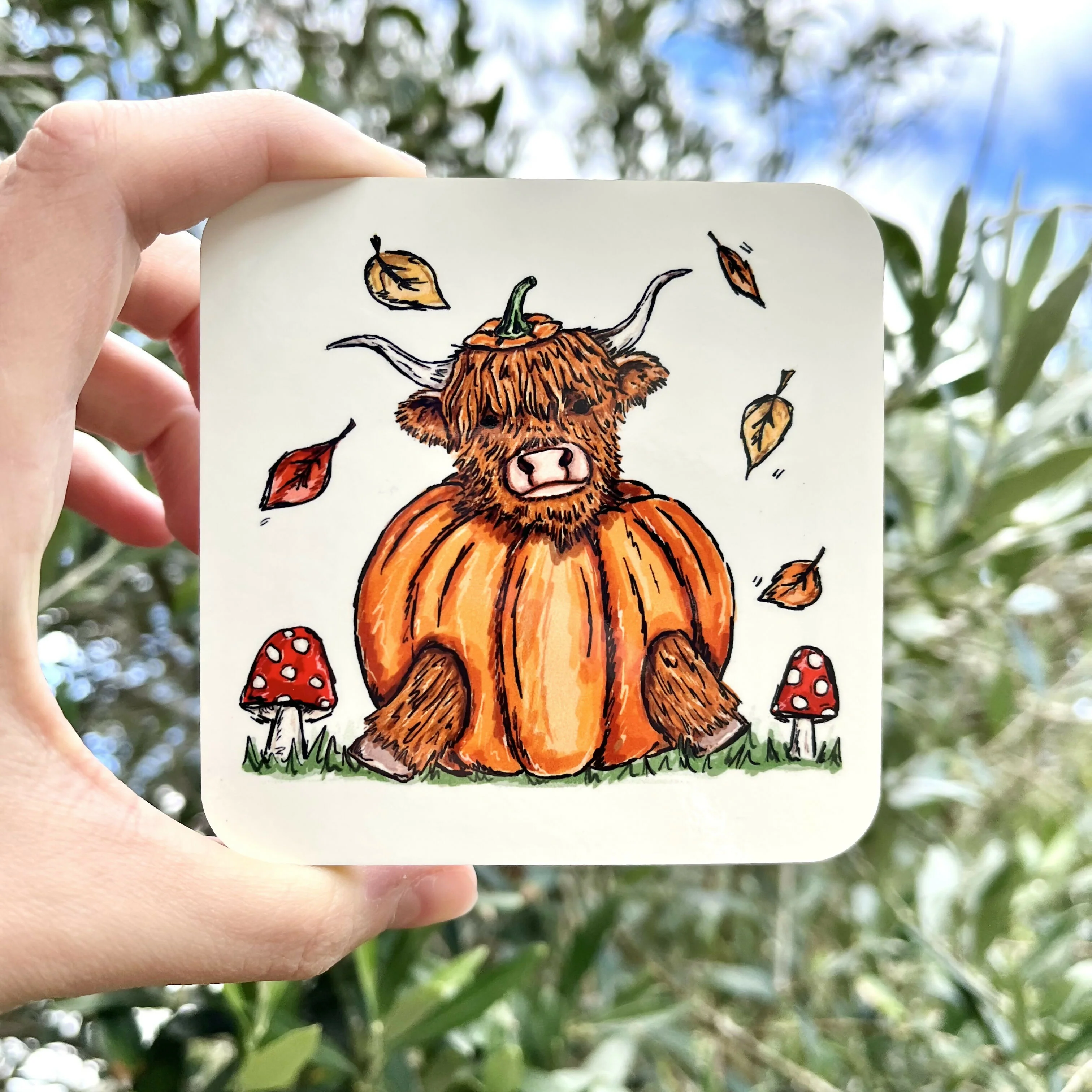 Highland Cow Pumpkin Coaster - Image 2