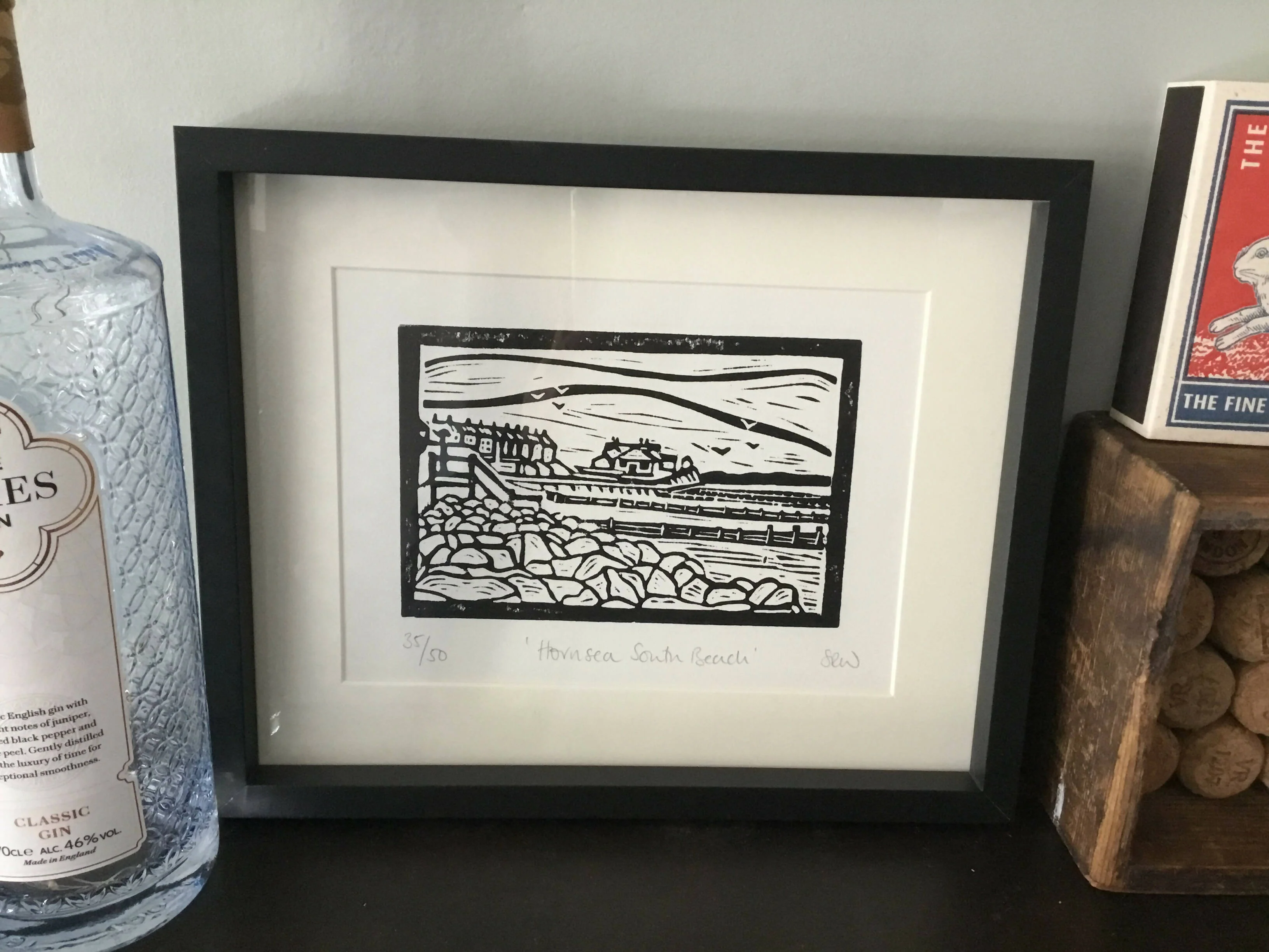 Hornsea Beach Framed Lino Cut Print - Image 10