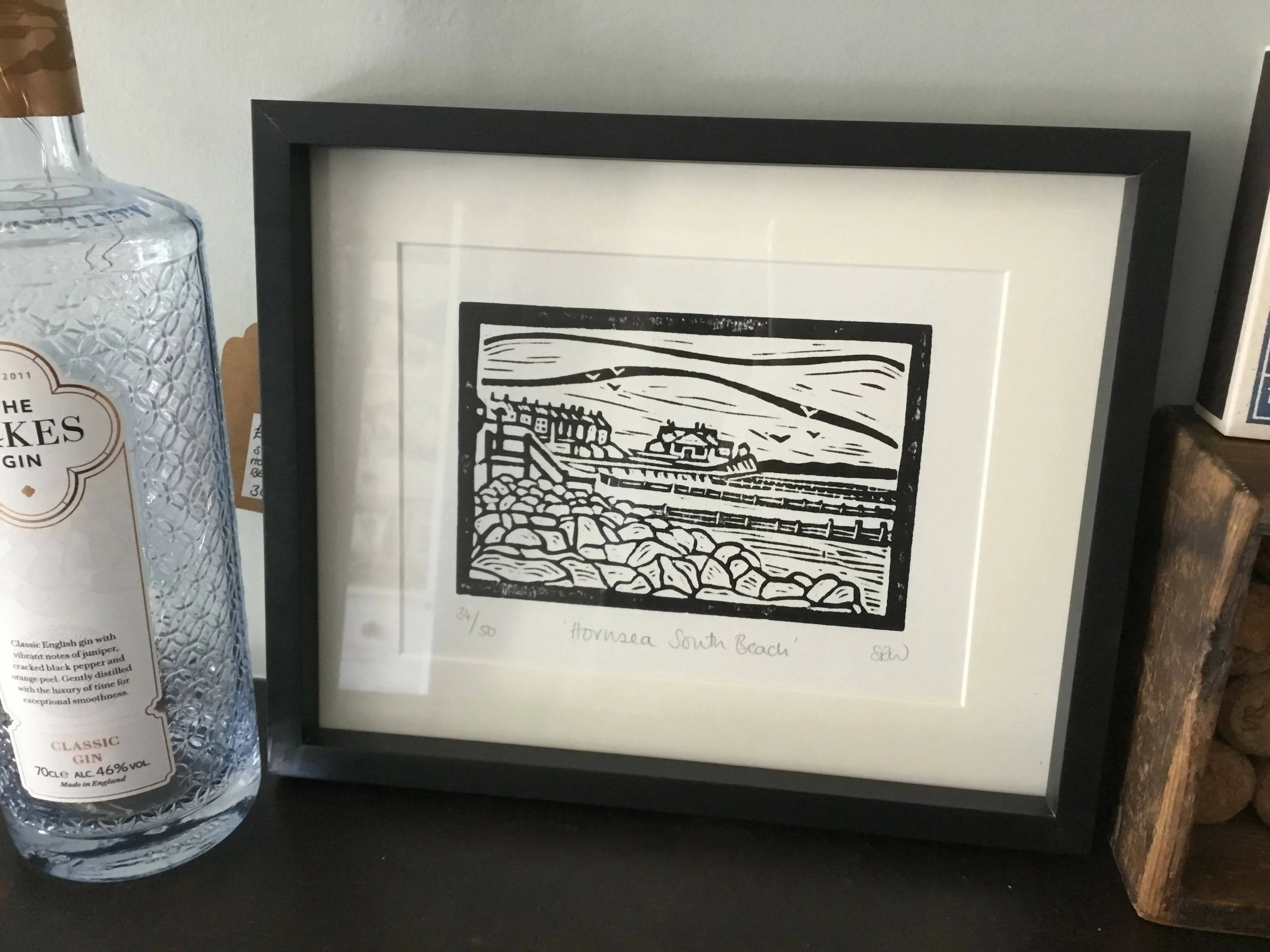 Hornsea Beach Framed Lino Cut Print - Image 11