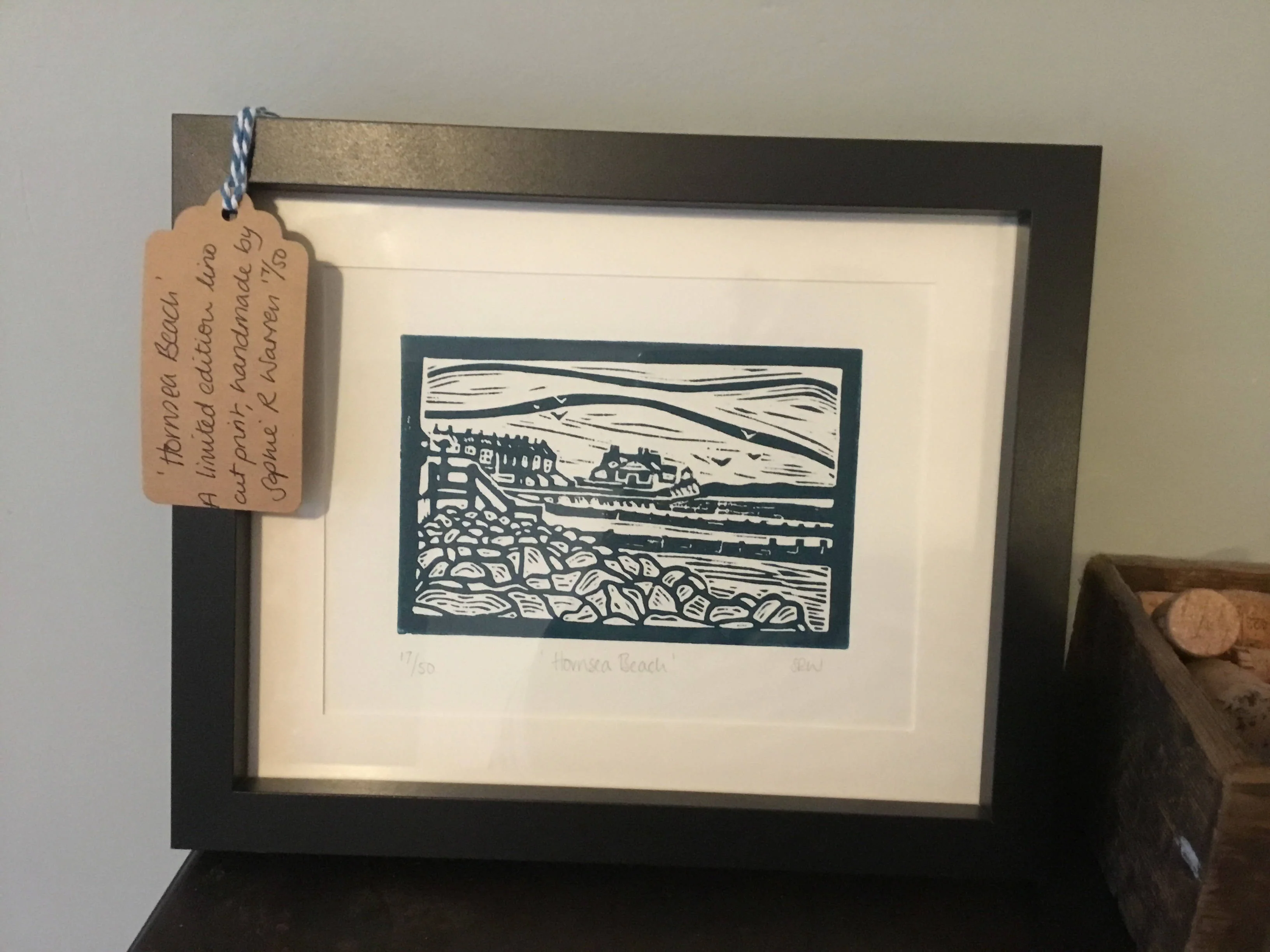 Hornsea Beach Framed Lino Cut Print - Image 3