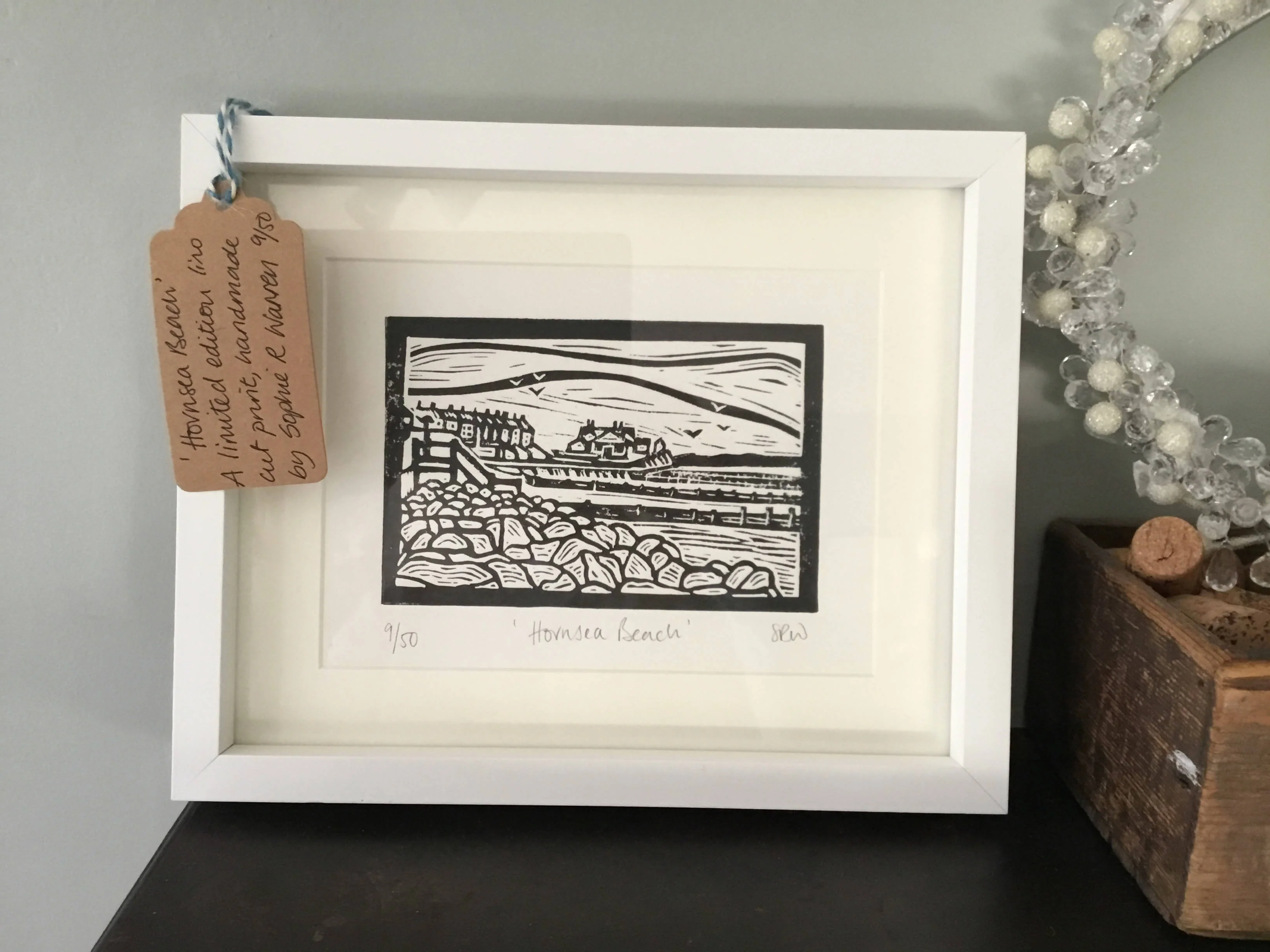 Hornsea Beach Framed Lino Cut Print - Image 4