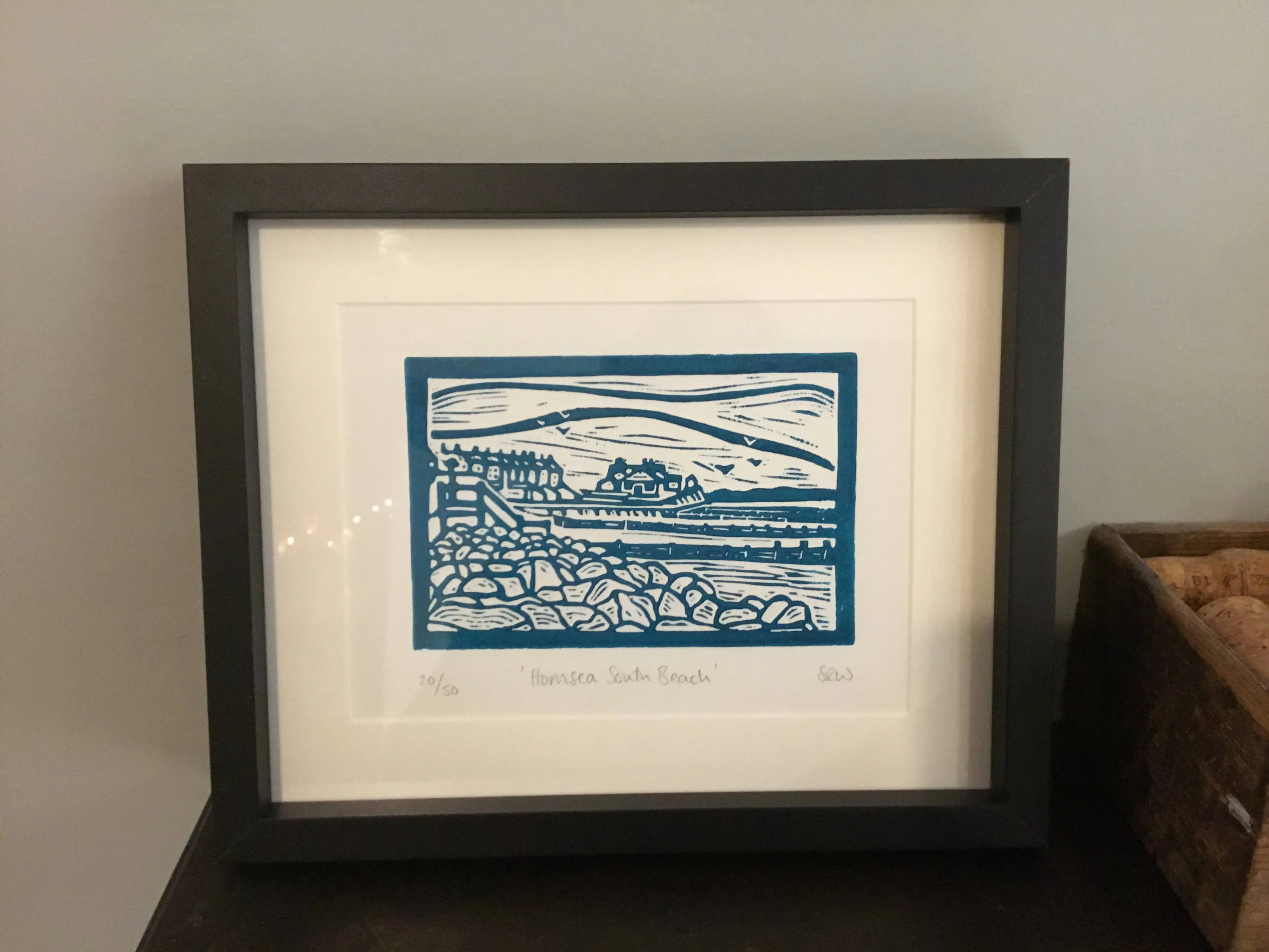 Hornsea Beach Framed Lino Cut Print - Image 6