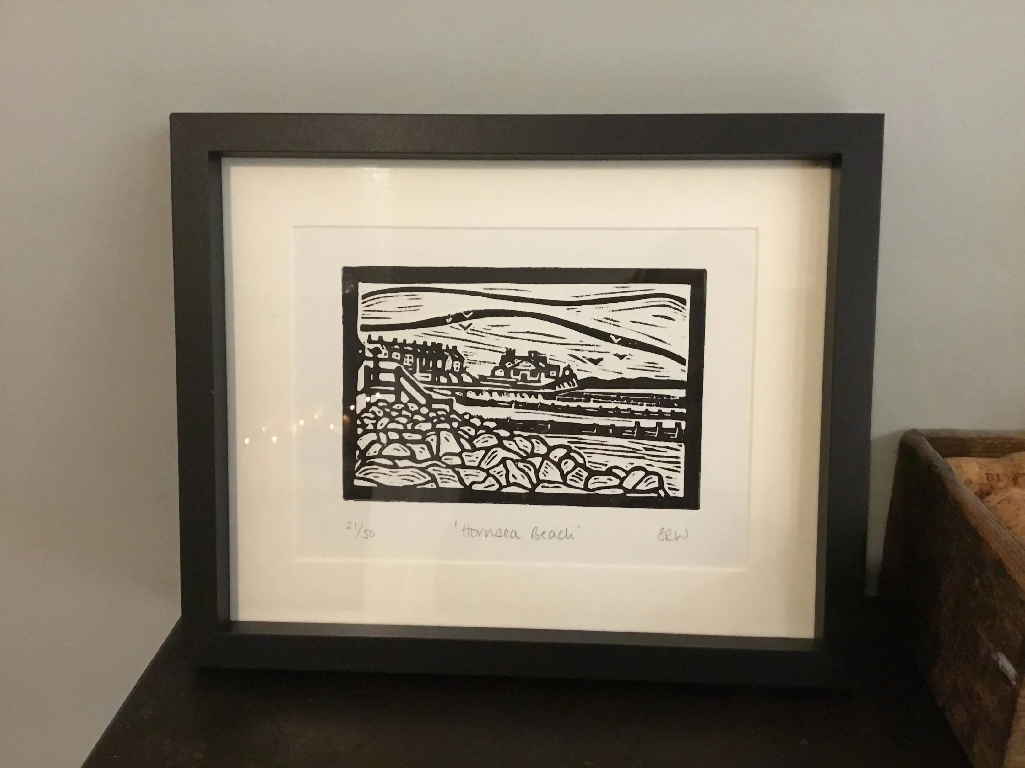Hornsea Beach Framed Lino Cut Print - Image 7