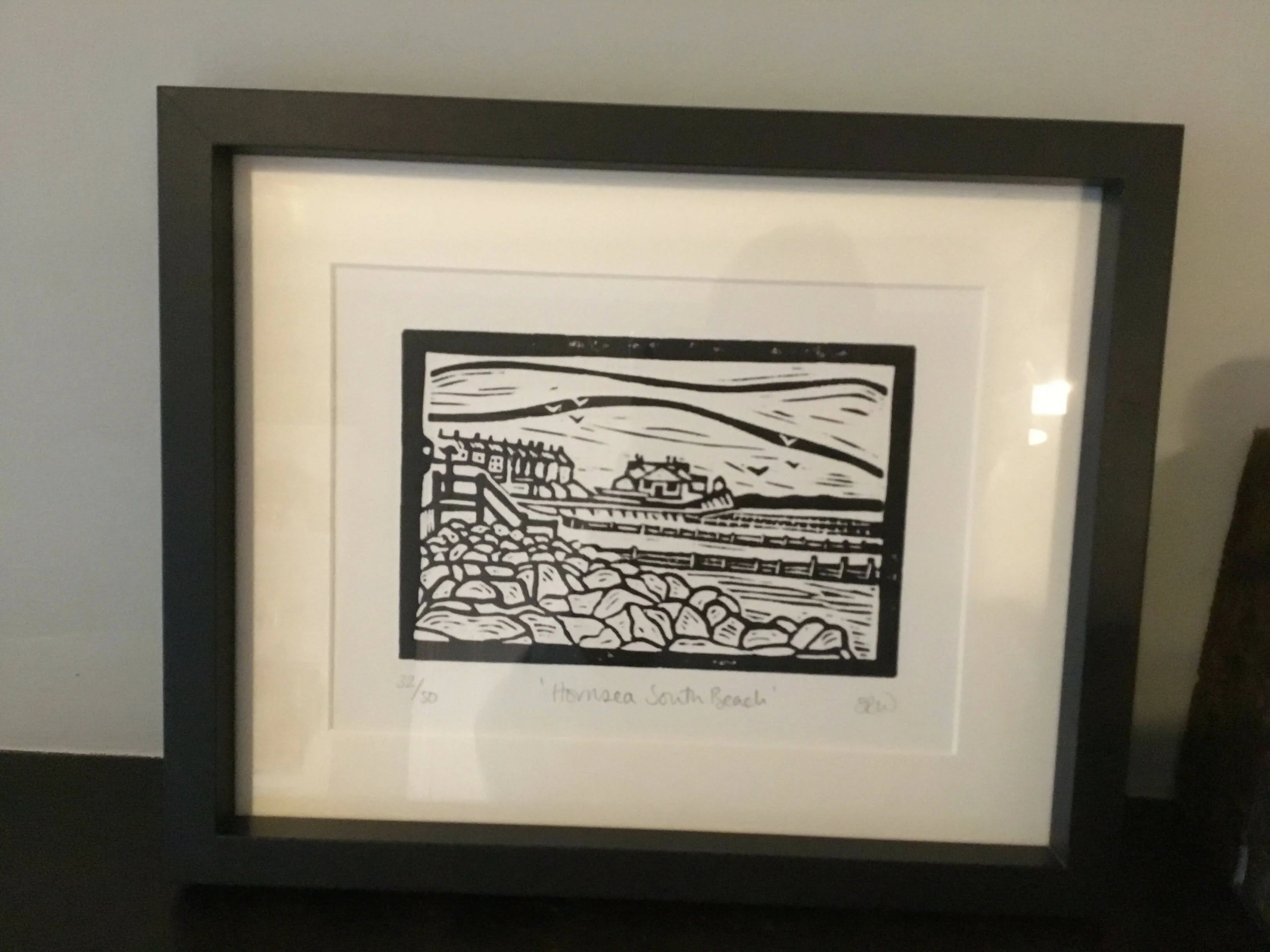Hornsea Beach Framed Lino Cut Print - Image 8