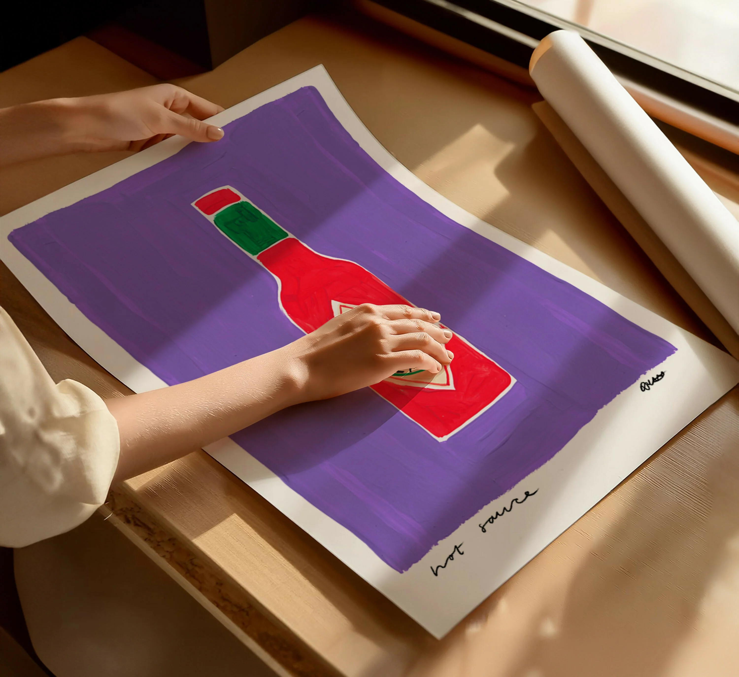 Hot Sauce Hand Painted Art Print - Image 2