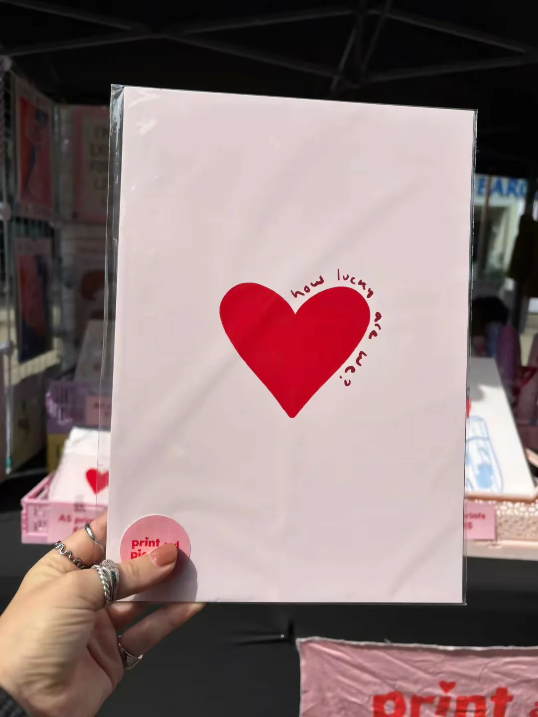 How Lucky Are We – Hand Drawn Red Love Print - Image 2