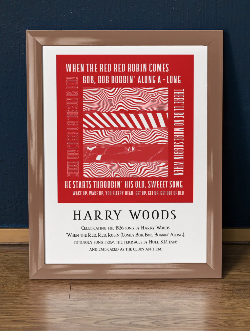 Hull KR Art Print RED RED ROBIN LYRICS Design in Red - Image 2