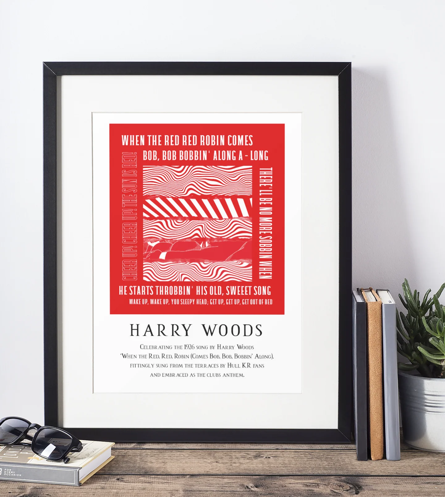 Hull KR Art Print RED RED ROBIN LYRICS Design in Red - Image 3