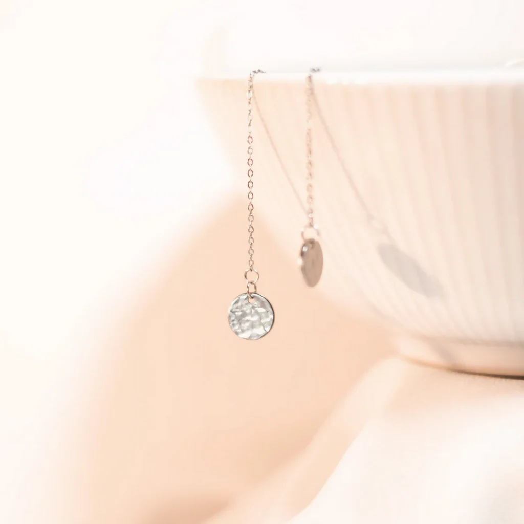 Hypoallergenic Stainless Steel Hammered Threader Earrings