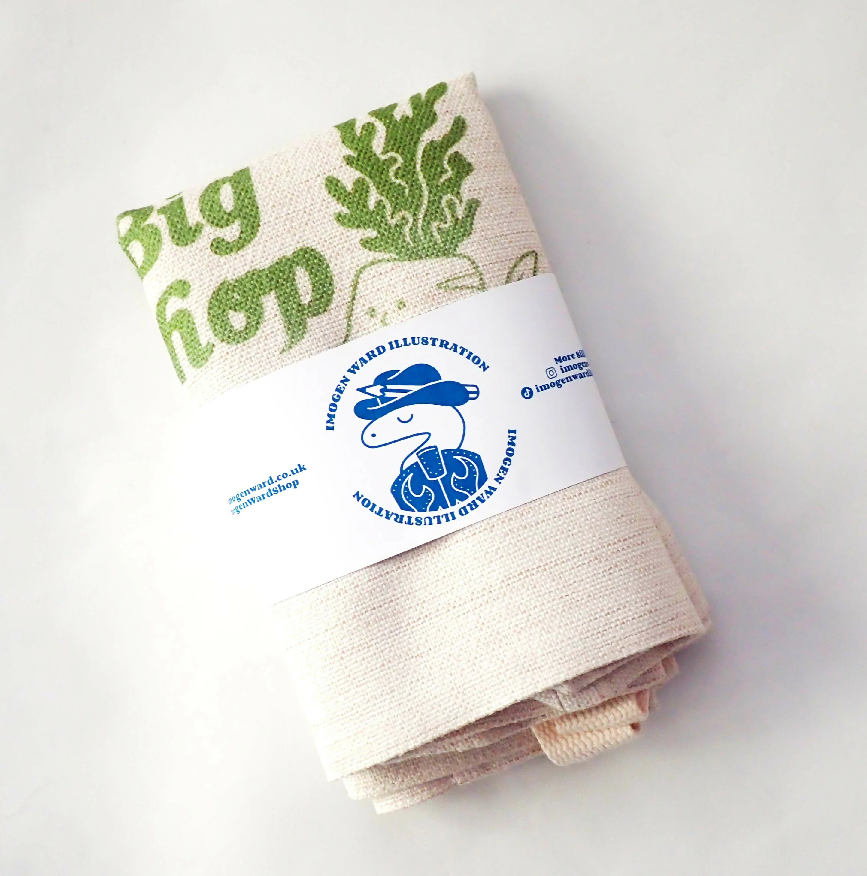 "I'm doing the big veg shop" Extra large, handprinted, illustrated canvas tote bag - Image 2
