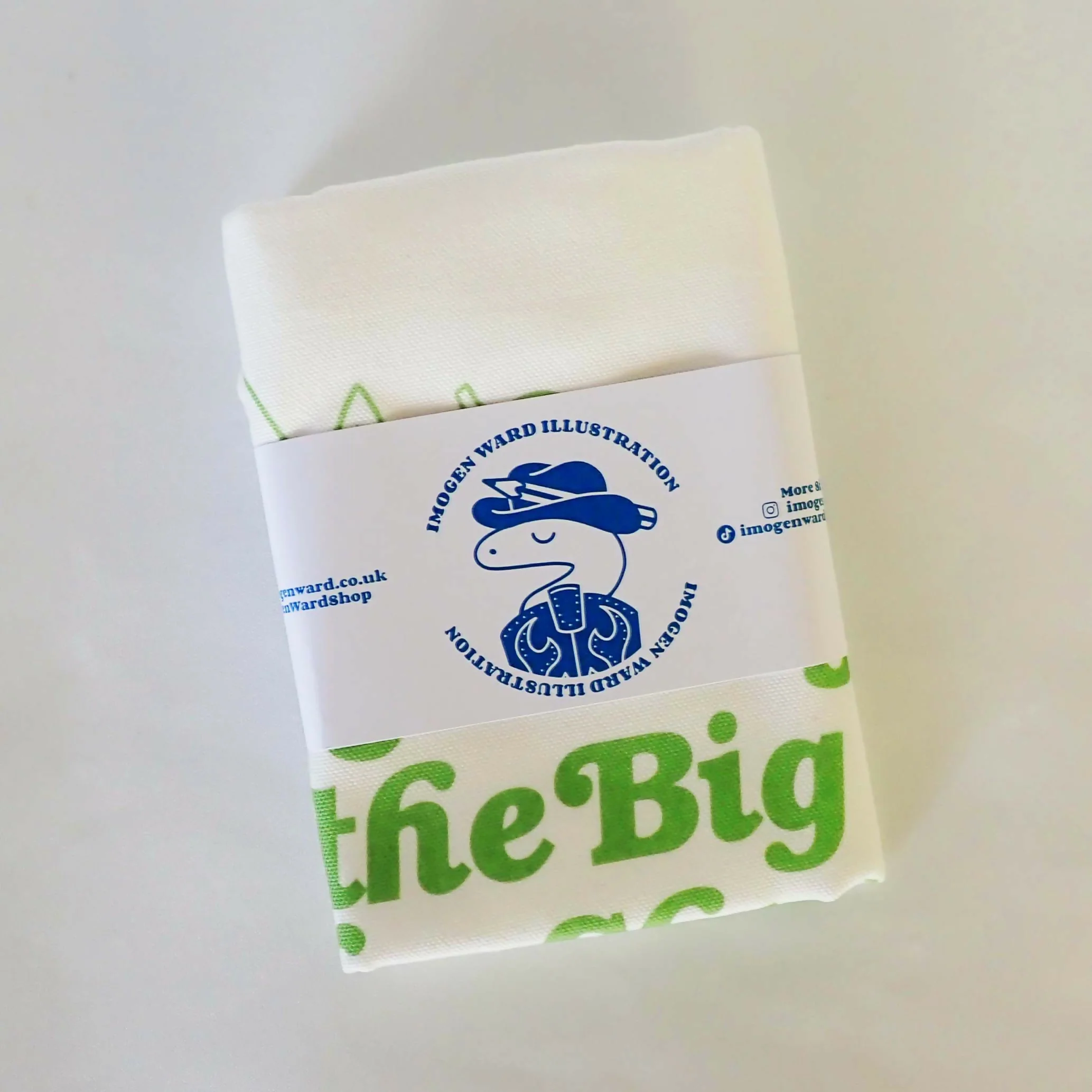 "I'm doing the big veg shop." Hand printed, illustrated, white canvas tote bag - Image 3