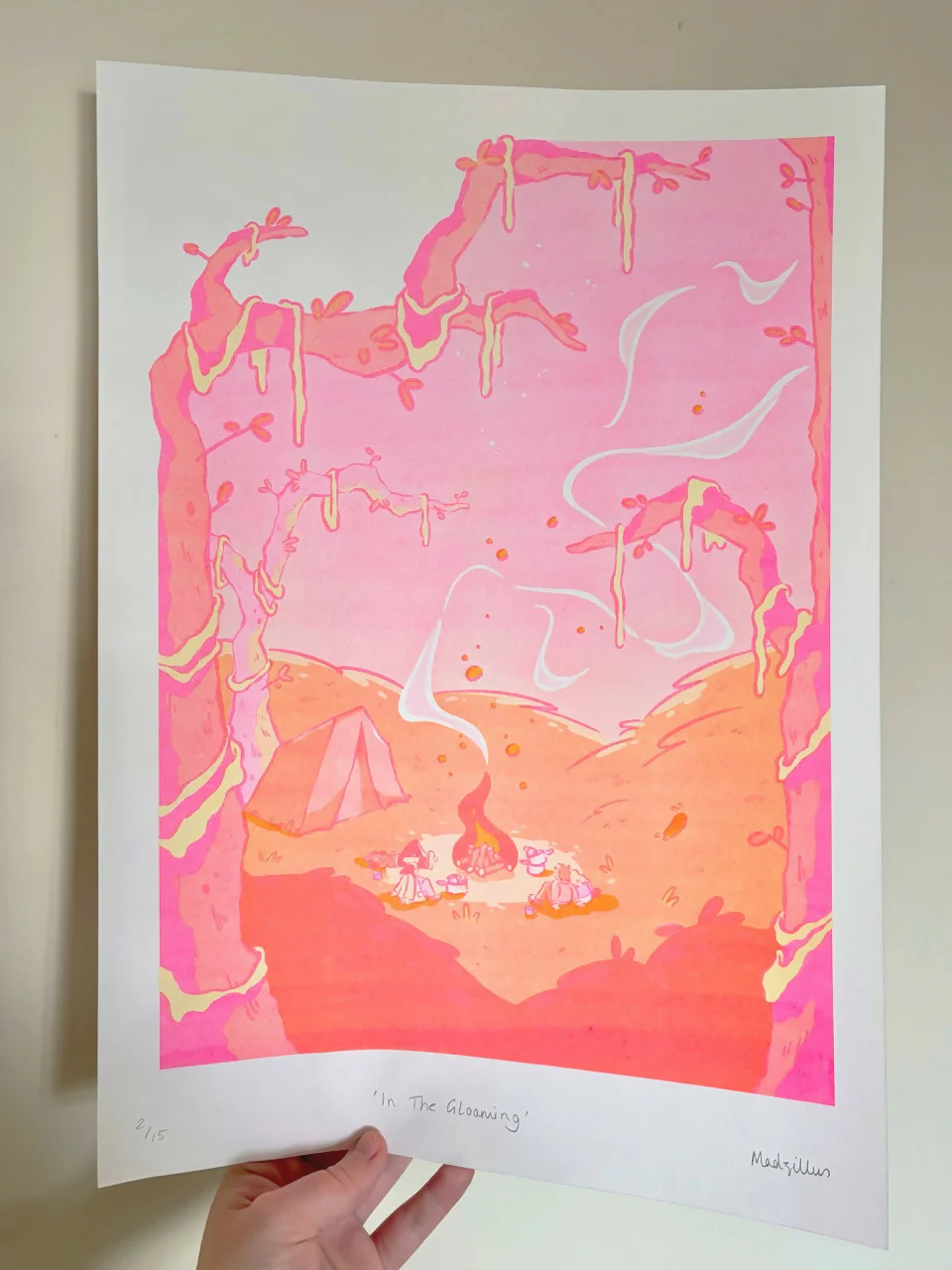 In The Gloaming Pink & Yellow Riso Print