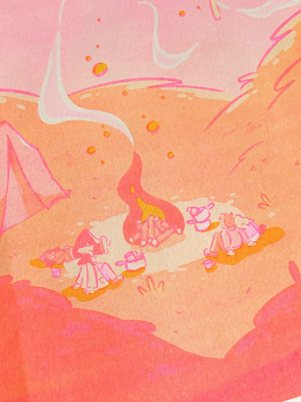 In The Gloaming Pink & Yellow Riso Print - Image 2