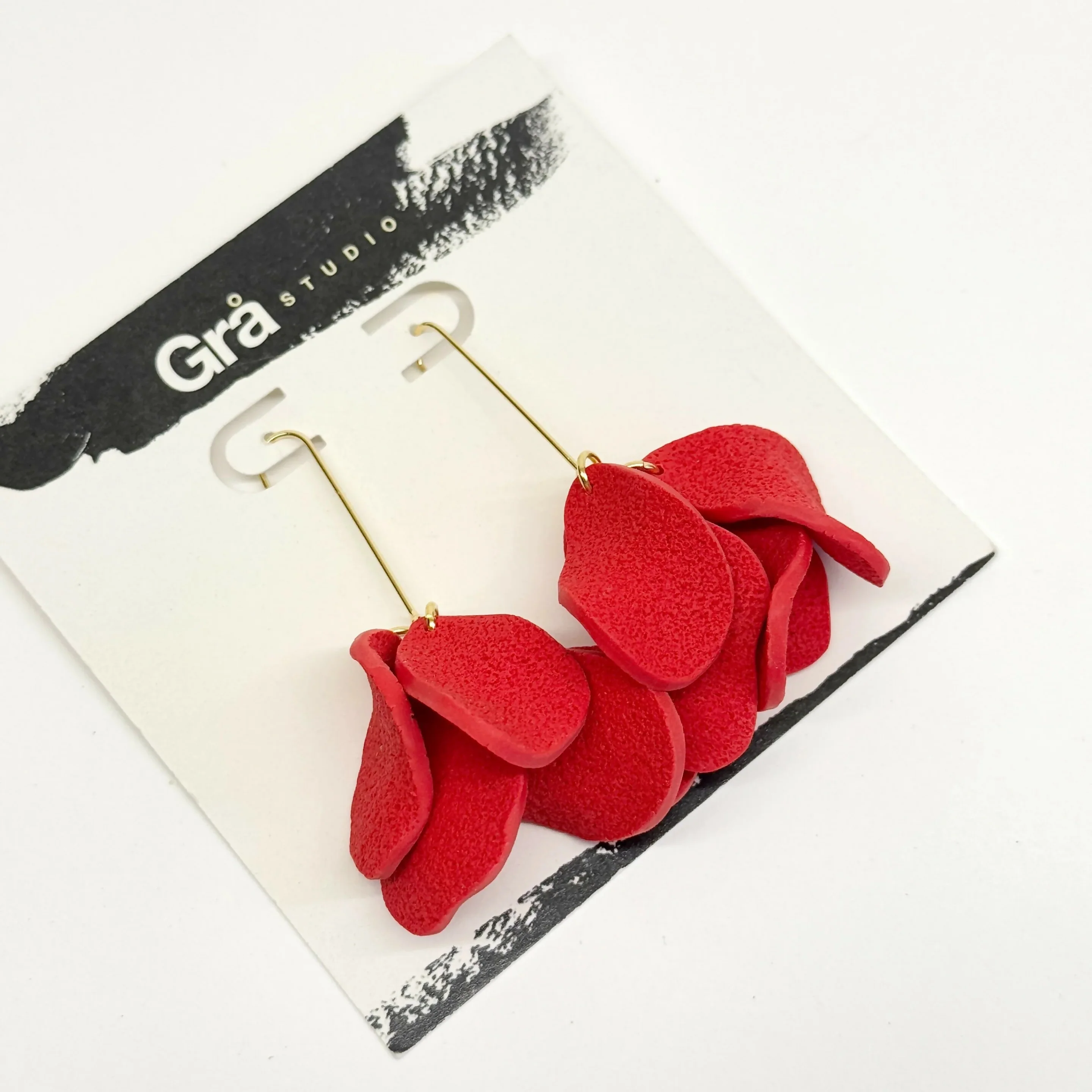 Iris Statement Dangle Earrings in Red - Image 2