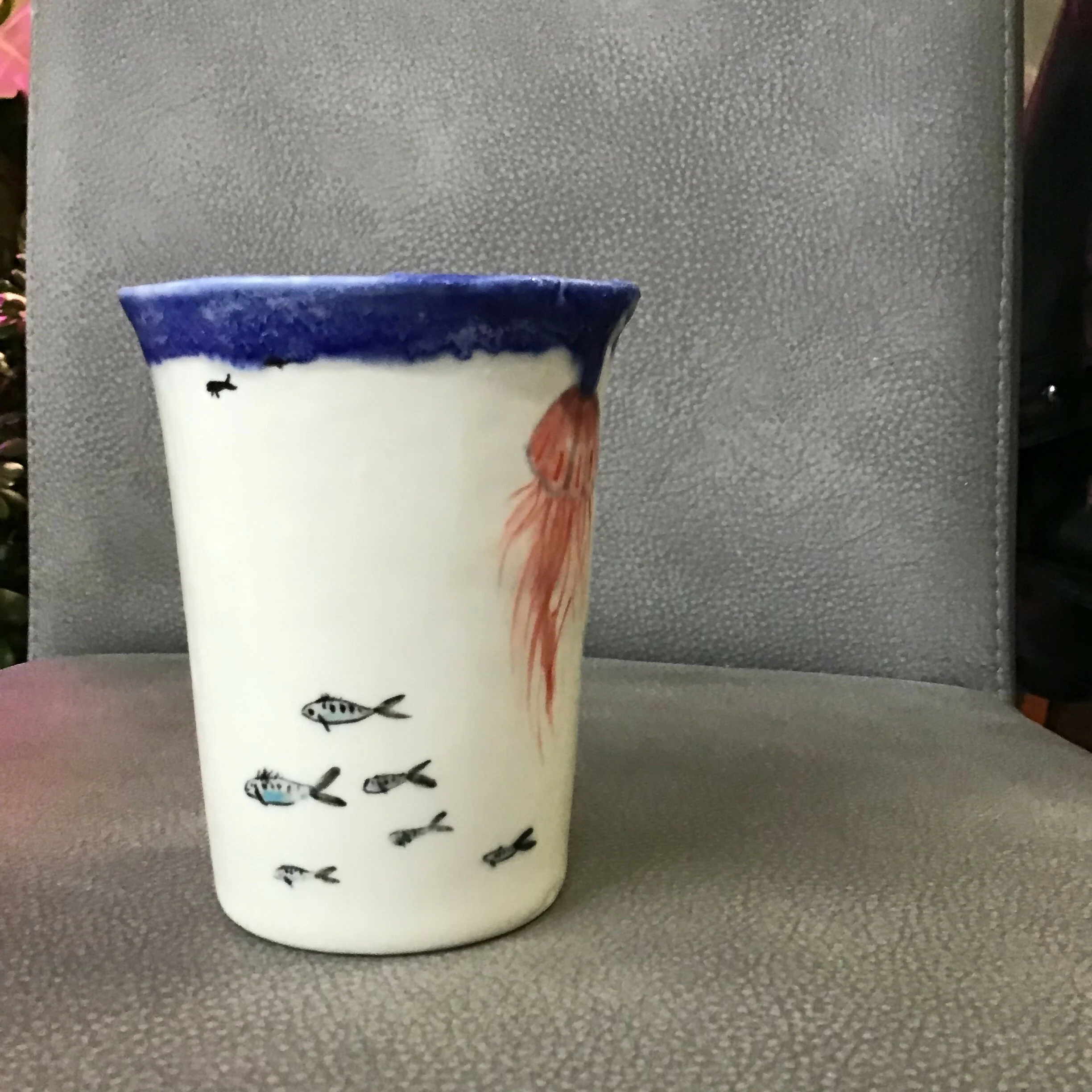 Jellyfish Handpainted Pot - Image 2