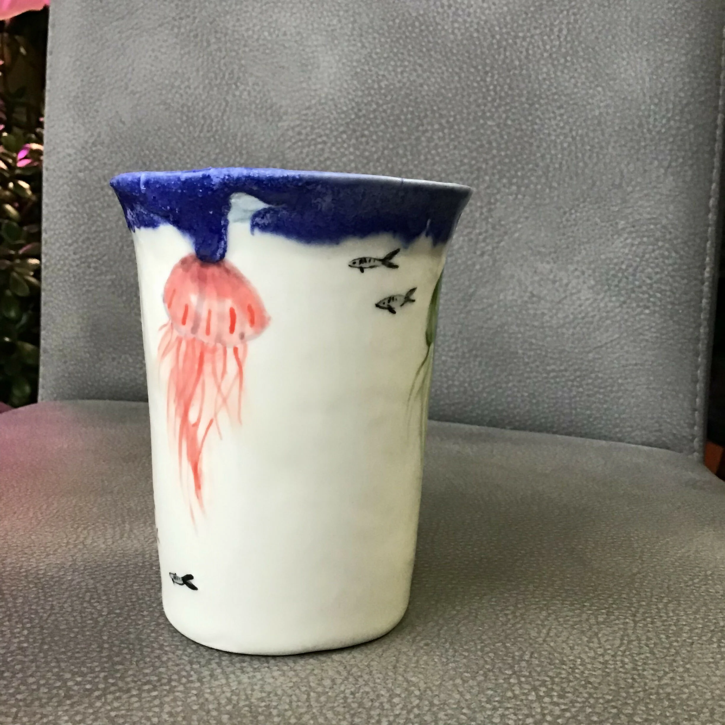 Jellyfish Handpainted Pot - Image 3